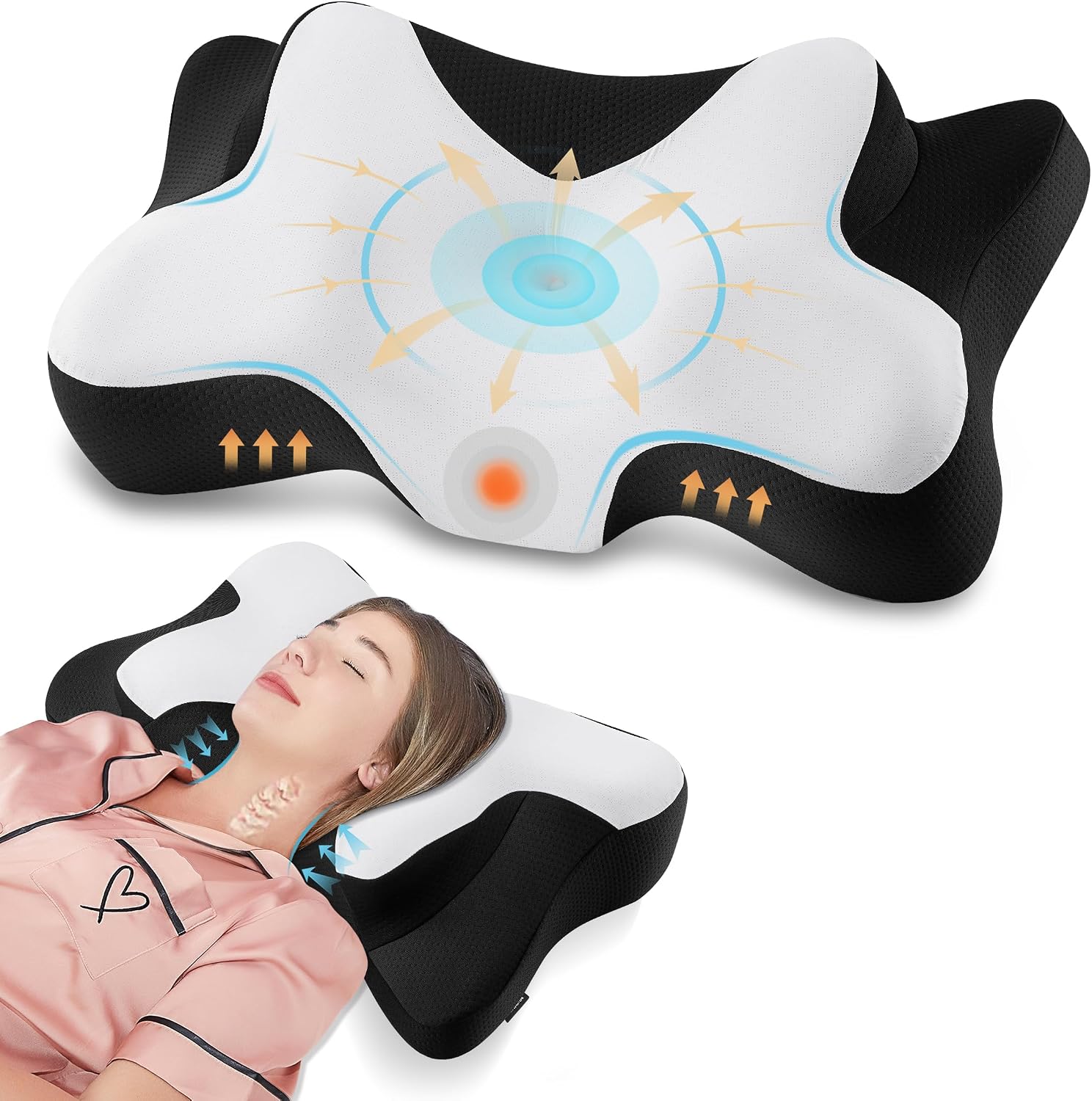 Thumbnail 6 de DONAMA Memory-Foam Nackenkissen – ergonomisch geformtes Kissen für Seiten-, Rücken- und Bauchschläfer