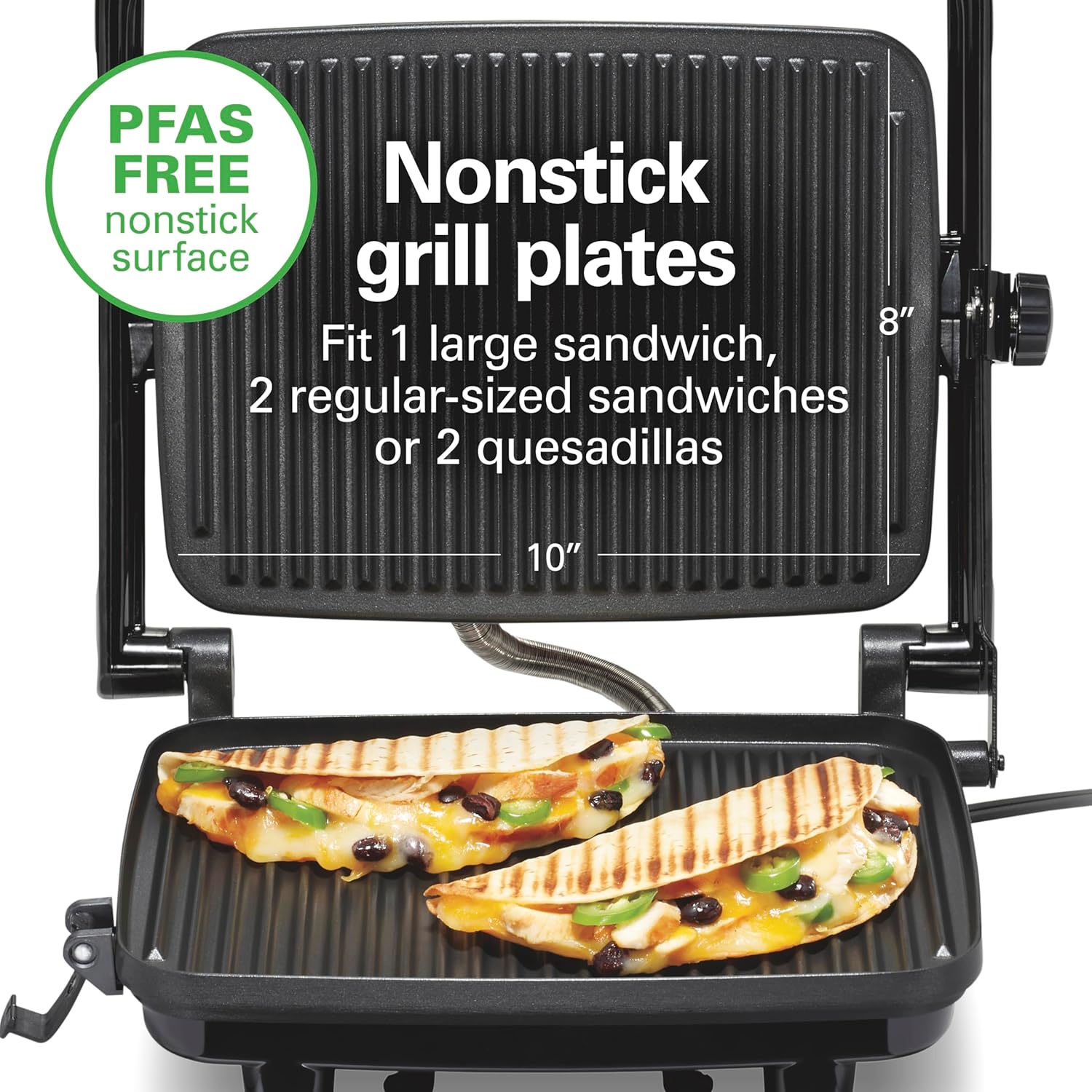 Thumbnail 2 de Hamilton Beach Panini Press & Indoor Grill 8" x 10" Chrome 🍔