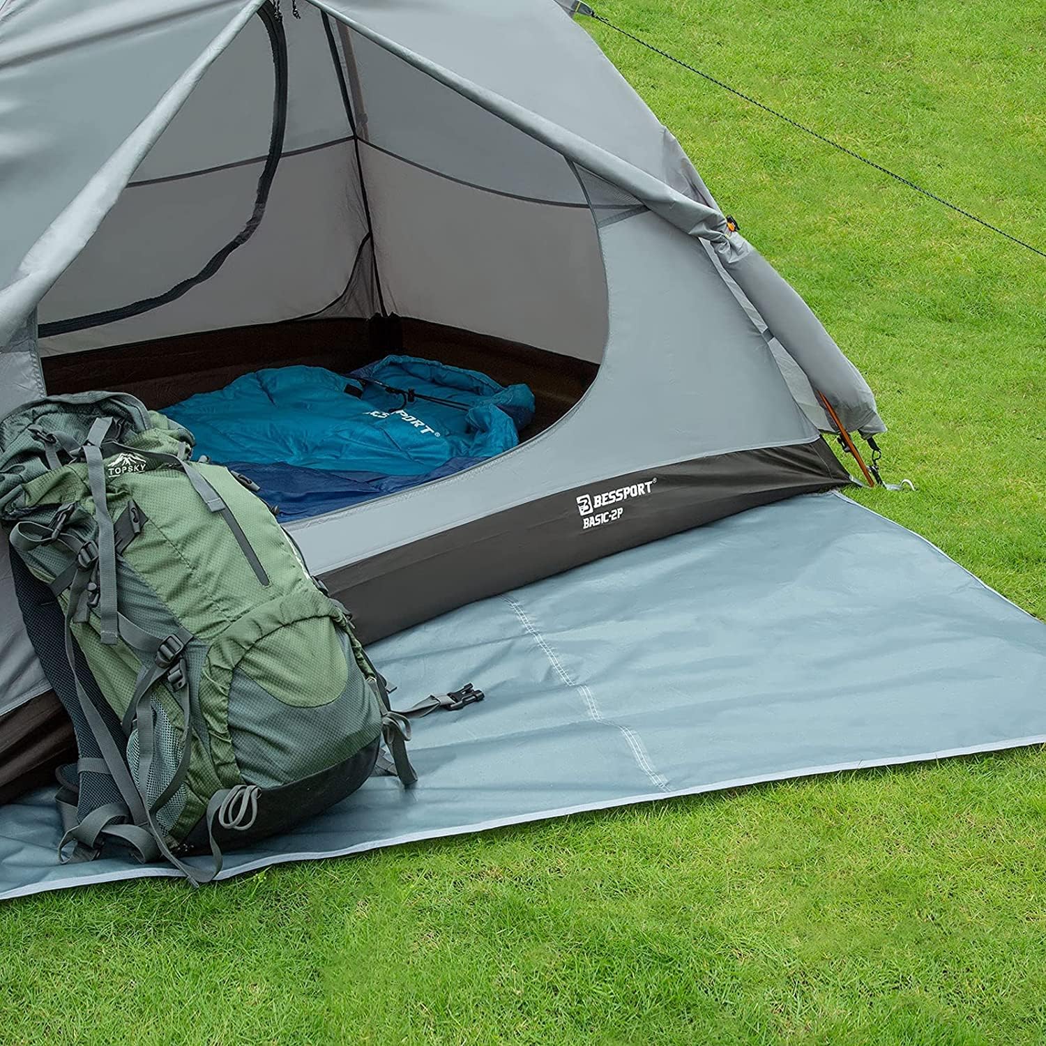Detalle de Bessport Zeltplane 210D wasserdicht – Zeltunterlage, Picknickdecke und Sonnensegel für 4 Personen