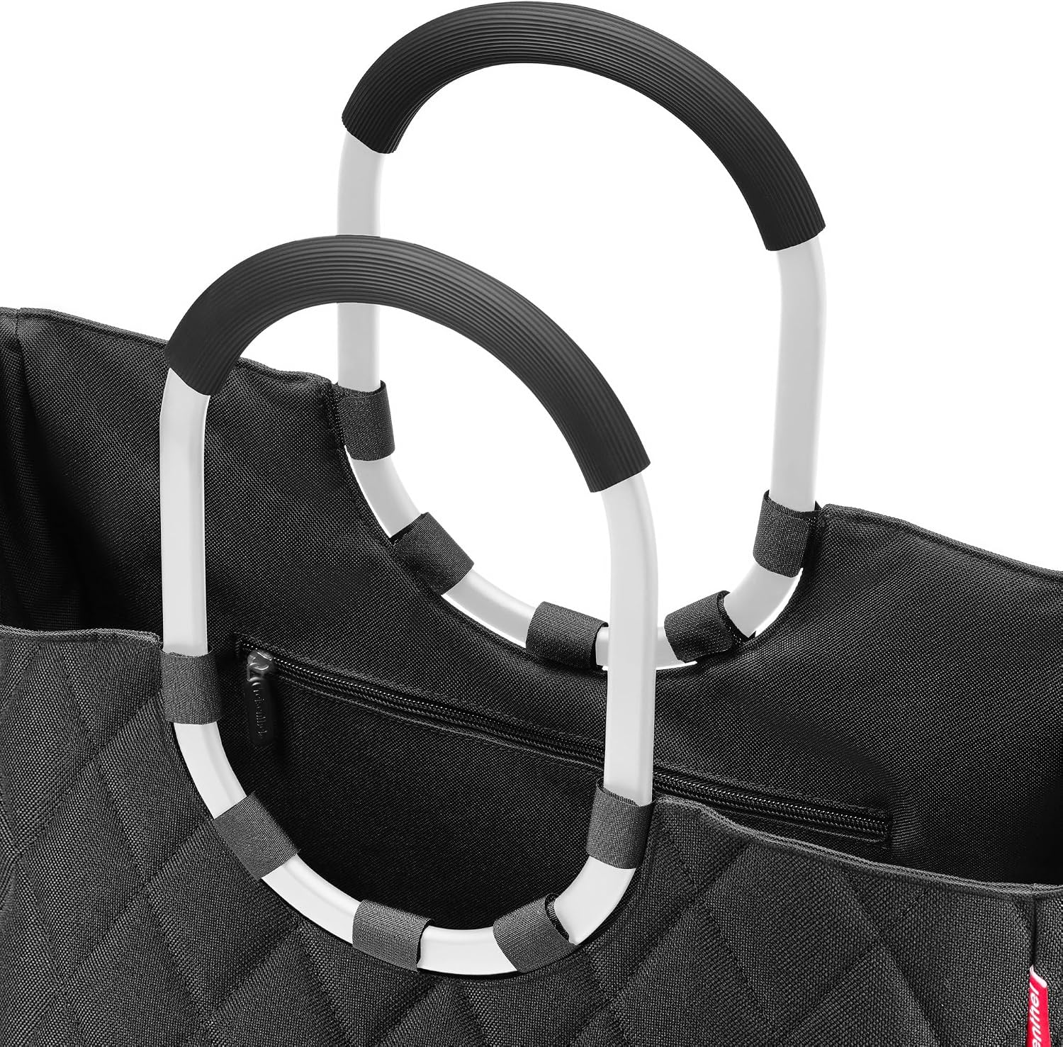Detalle de reisenthel loopshopper L – stabile Tragetasche mit cleveren Fächern aus recycelten PET-Flaschen, rhombus black
