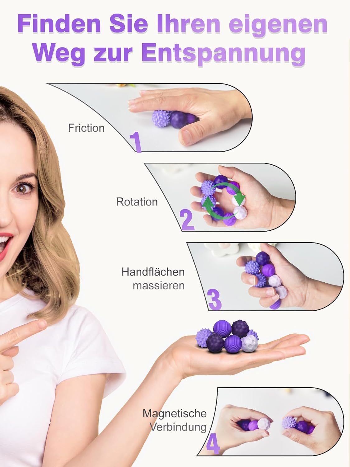 Thumbnail 6 de Willingood Silikon Magnetkugeln Fidget Toys – 8er Set mit 4 Texturen für Stressabbau und ADHS-Unterstützung