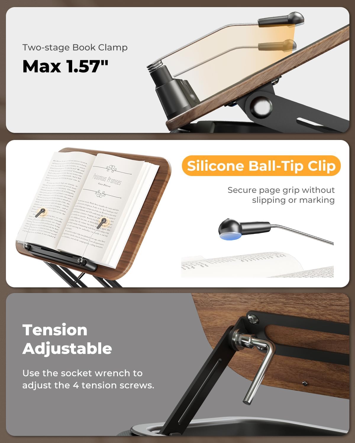 Detalle 1 de SupeDesk SD-R60 Lap Book Stand with Storage, Adjustable Support and Page Clips