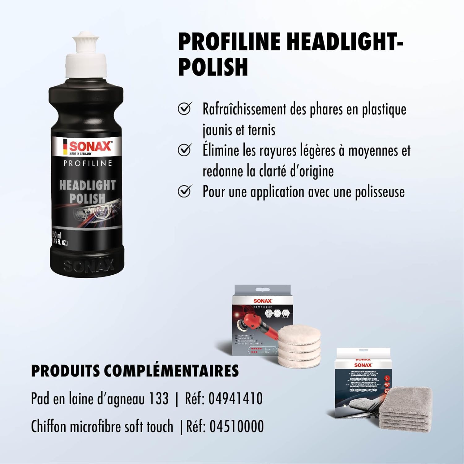 Detalle de SONAX PROFILINE Headlight Polish (250 ML) – pâte abrasive pour rénover les phares