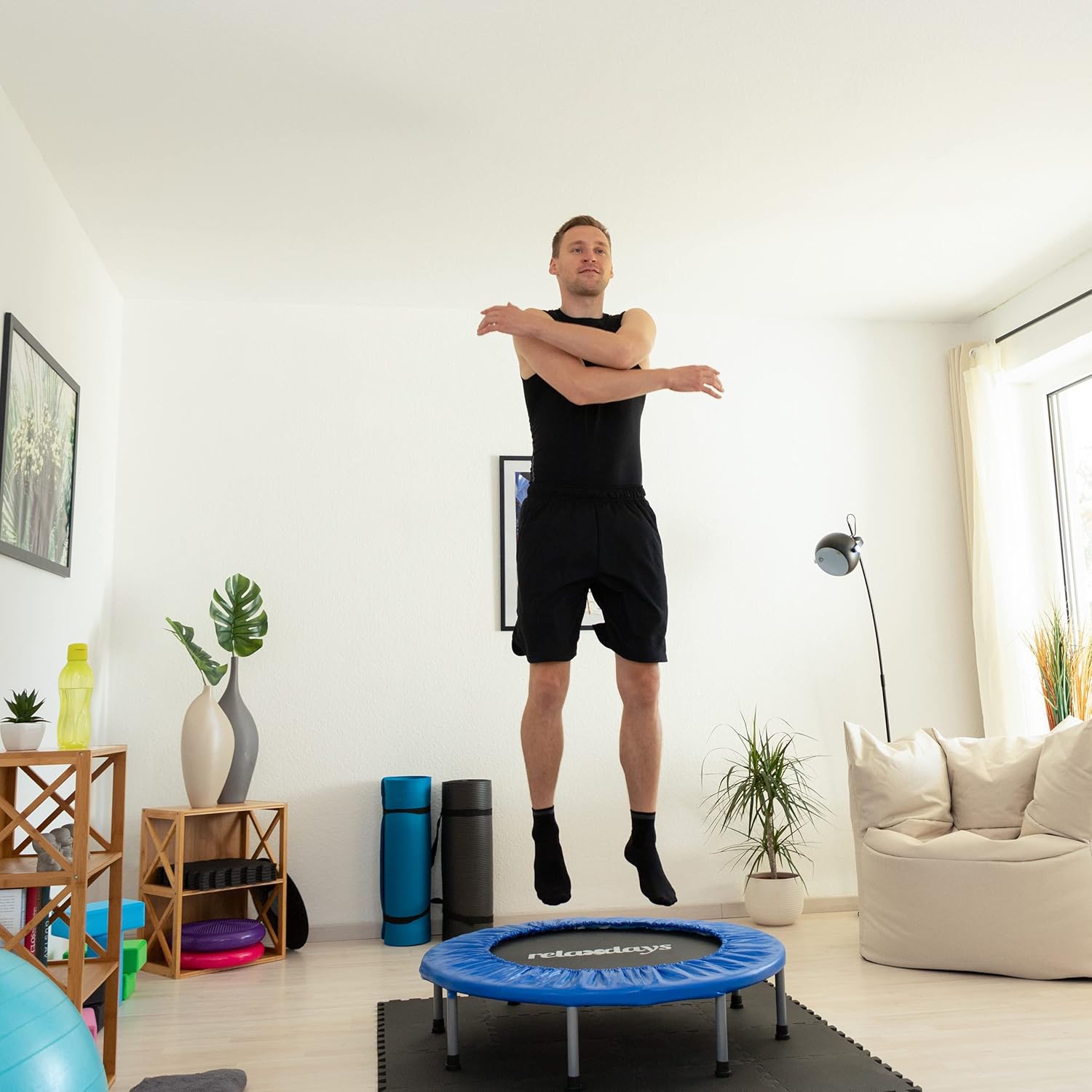 Thumbnail 4 de Relaxdays Cama Elástica Fitness Plegable Interior 22x95x95 cm