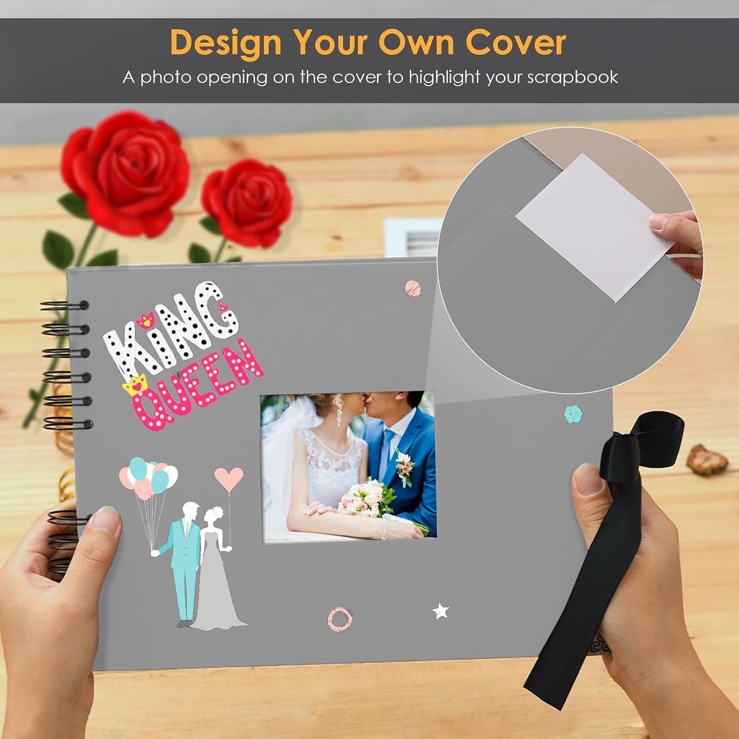 Detalle 2 de DIY Fotoalbum Scrapbooking 80 schwarze Seiten