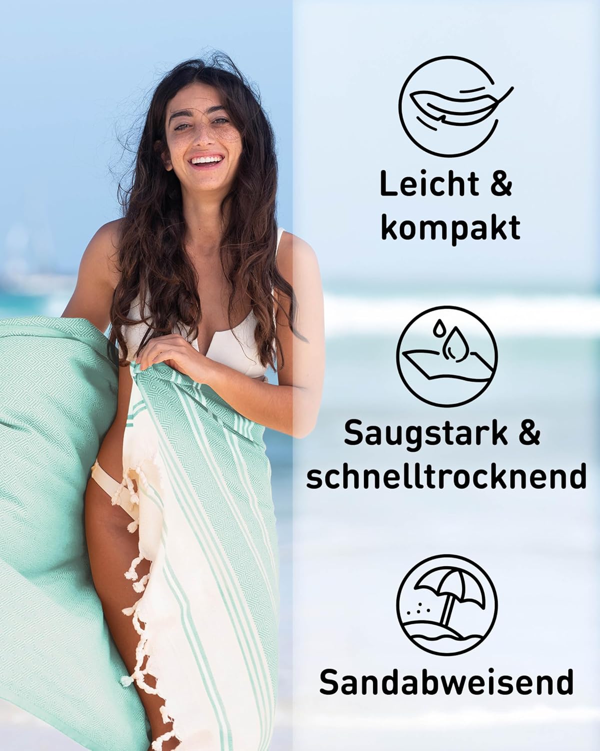 Detalle 2 de Fit-Flip Hammamtuch 100x200 cm aus Baumwolle