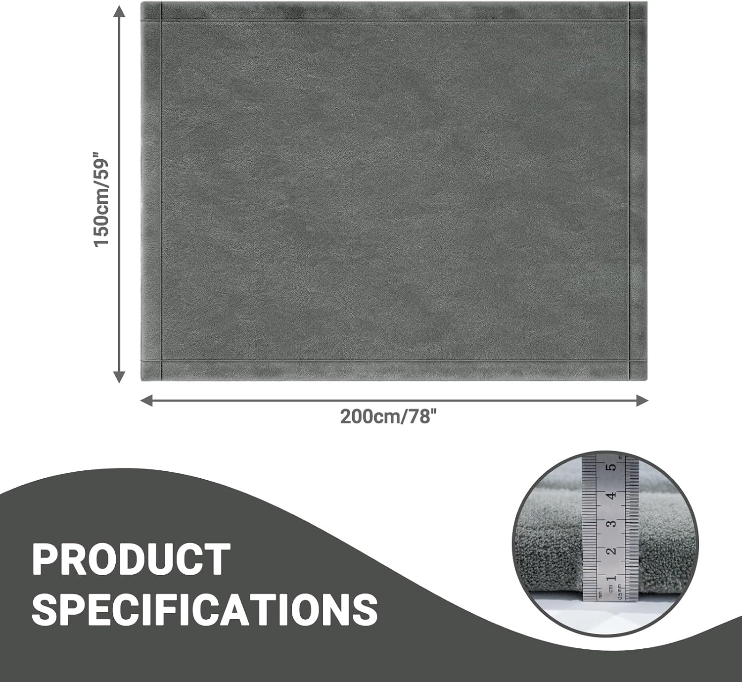 Detalle de Capslpad Baby Play Mat for Floor, 150x200 cm – Large Non-Slip Memory Foam Rug in Grey