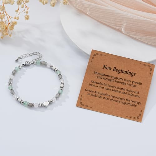 Detalle de ESPVO Crystals Retirement Leaving Bracelet for Women – Moonstone & Natural Stone Beads
