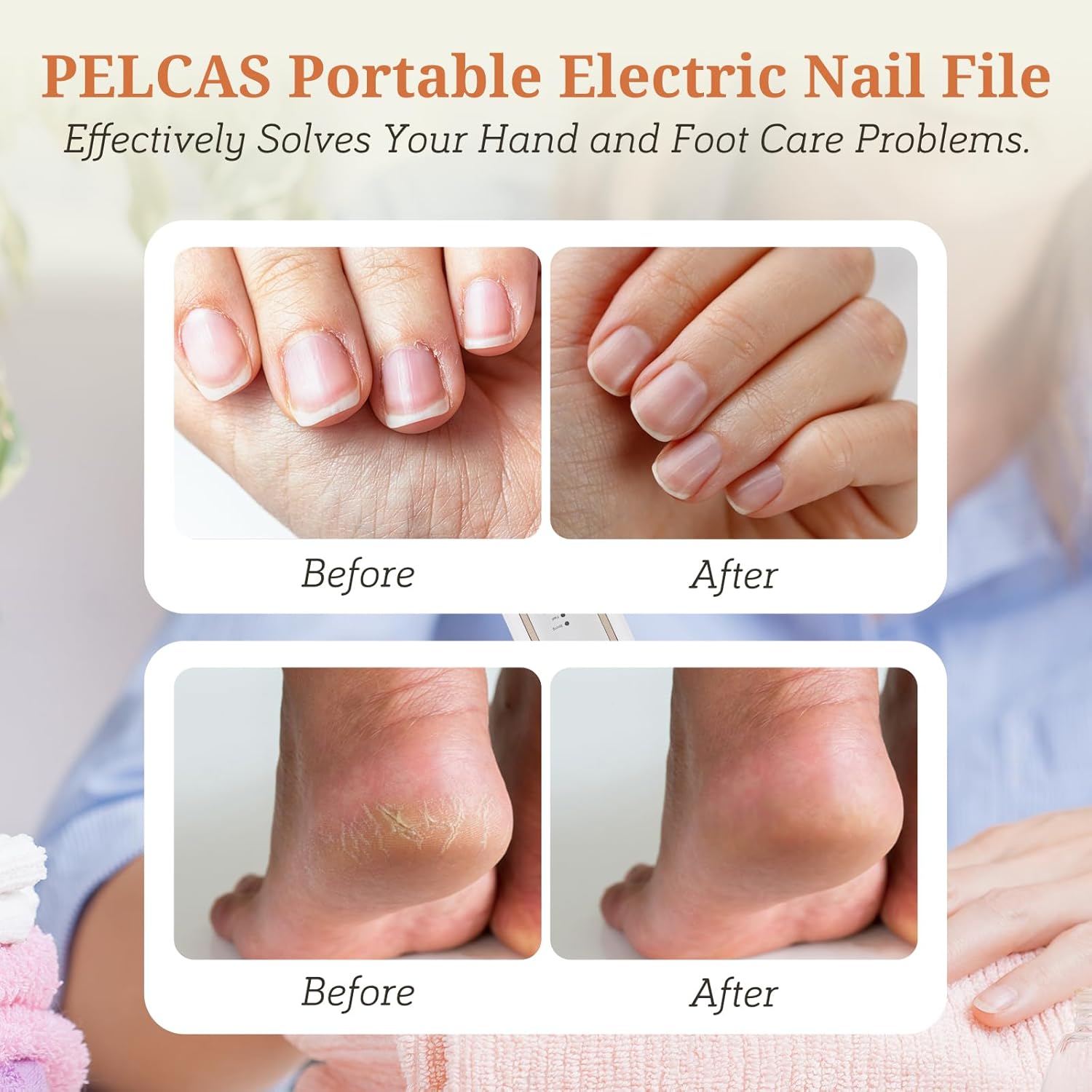 Detalle de PELoras Ponceuse Ongles Électrique 45 000 RPM - Kit Manucure/Pédicure sans fil