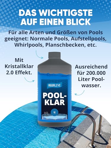 Detalle de AGUALEVE Poolklar 1l – Kristallklar 2.0 Formel für perfektes Poolwasser (NEU)