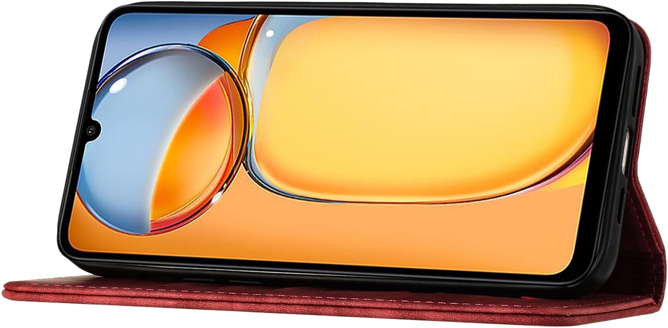 Detalle de Nodigao Leder-Flip-Hülle mit Katzenmotiv für Samsung Galaxy A26 5G / A17 4G/5G – Rot