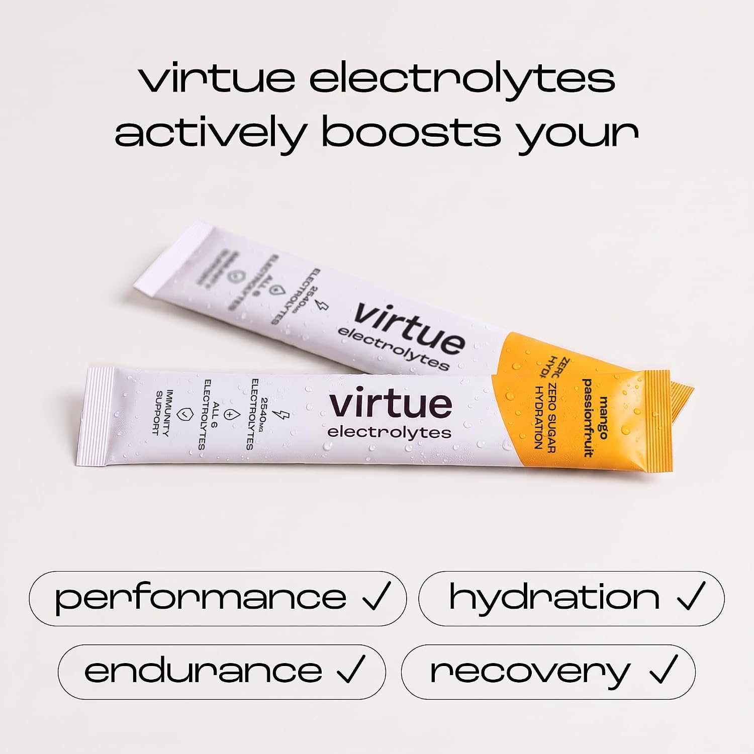 Detalle de Virtue Electrolytes hydratatiezakjes, suikervrij met 6 elektrolyten en vitamine C