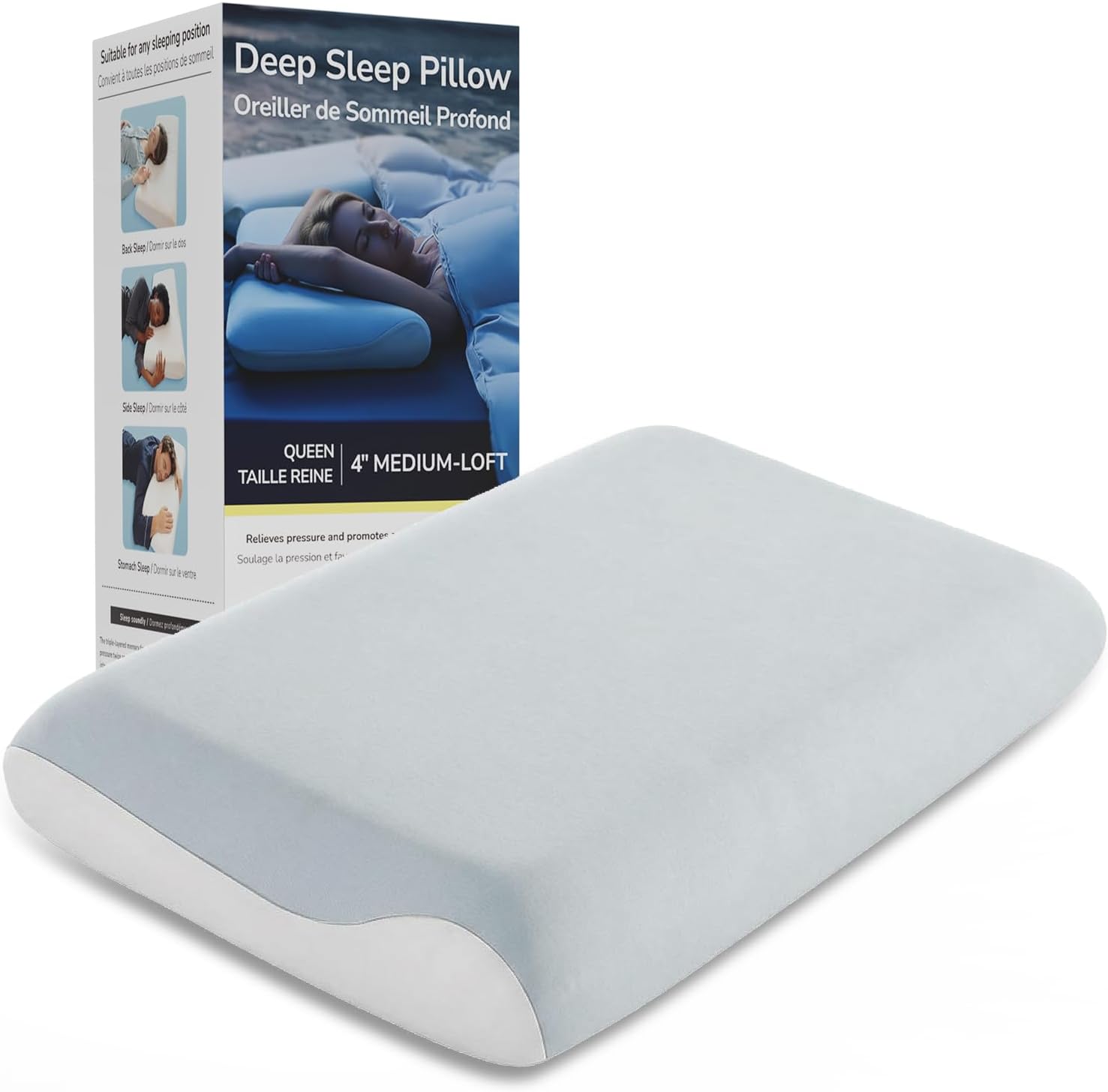 Detalle de AOYANEI SL-10-QUEEN-01 Hotel Collection Cooling Memory Foam Pillow, Queen 3.9 in