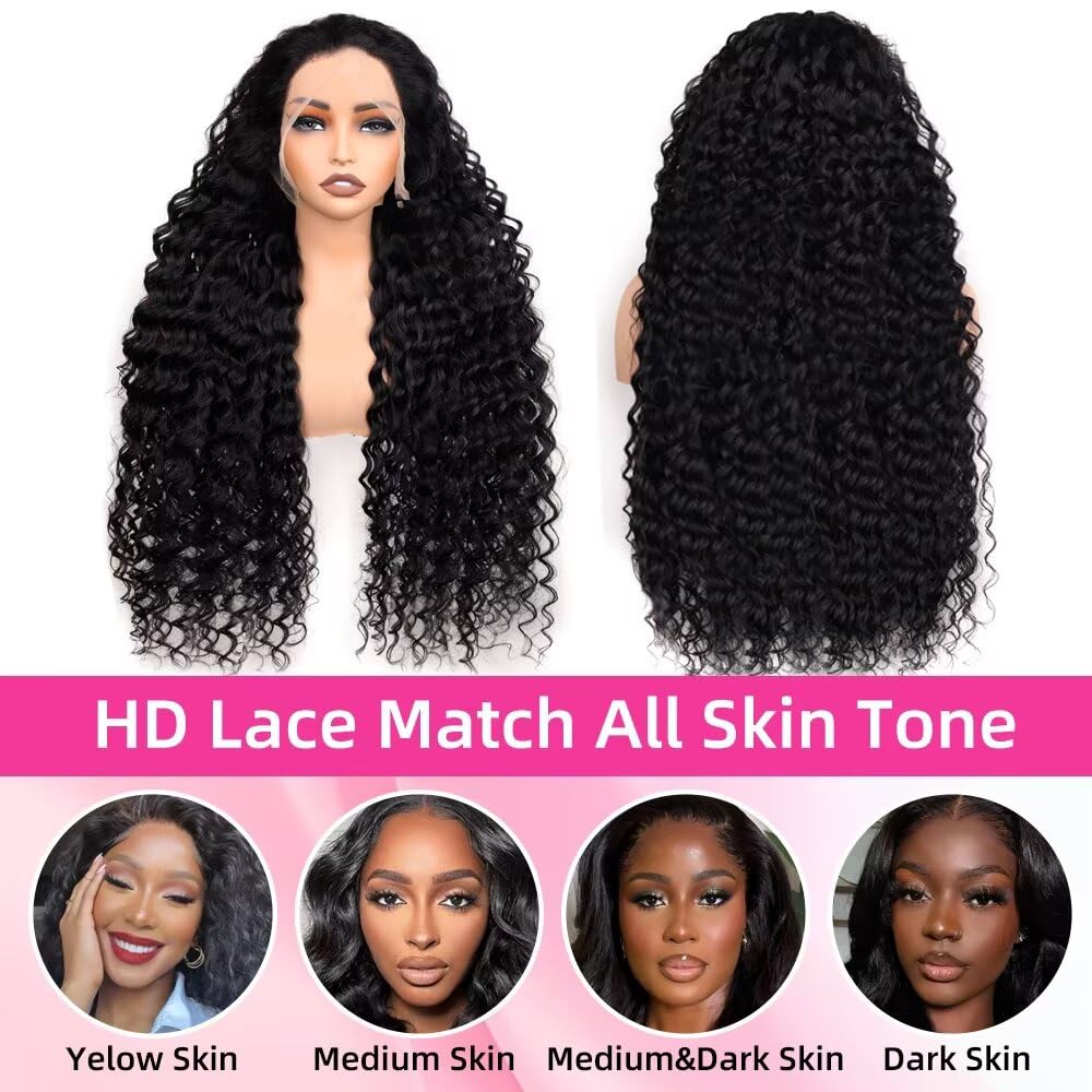 Detalle de Hotsea 30 Inch Deep Wave 13x6 HD Transparent Lace Front Wig (200% Density, Glueless)