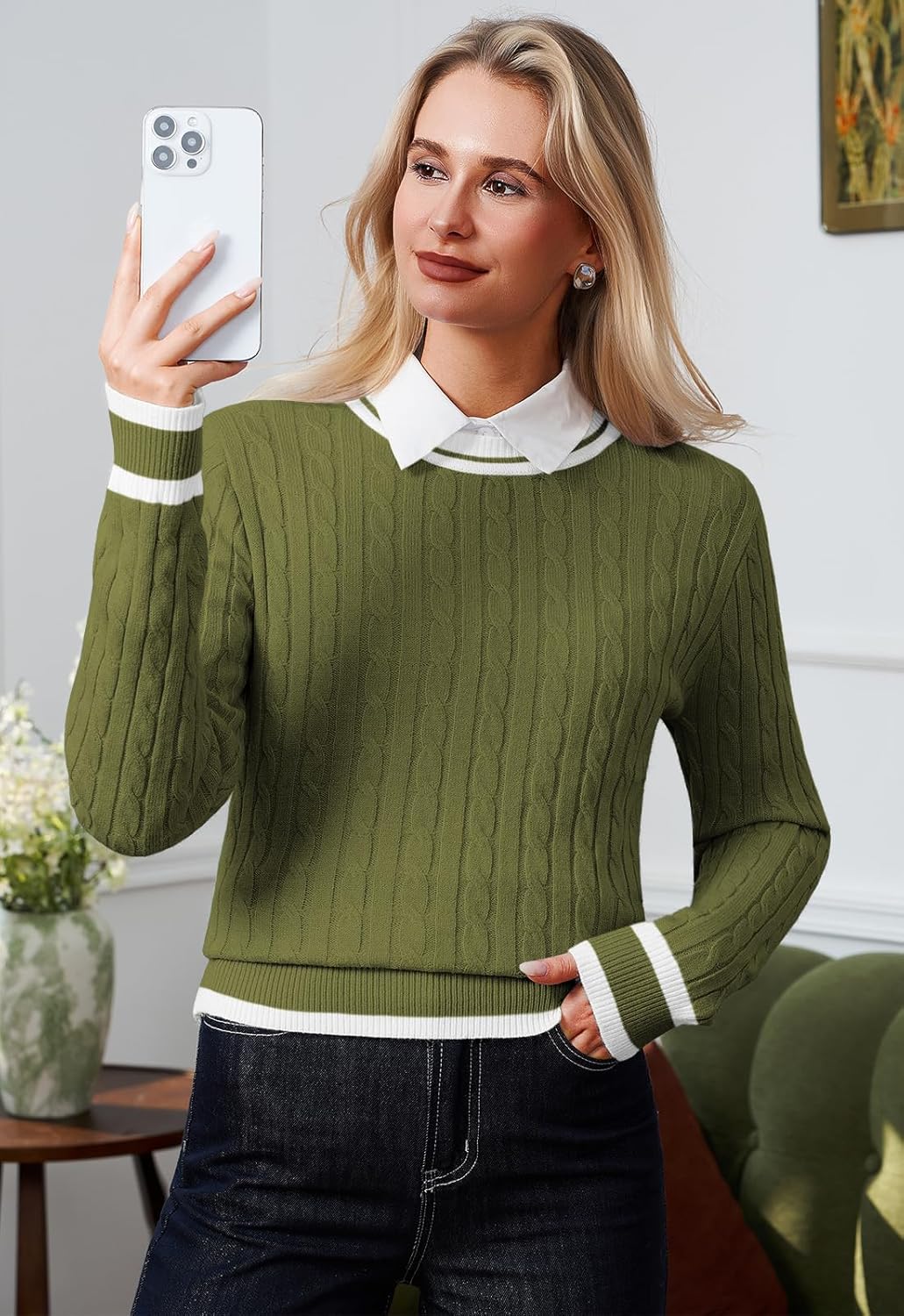 Thumbnail 4 de YUNDAI Womens Cable Knit Jumper UK 8–18