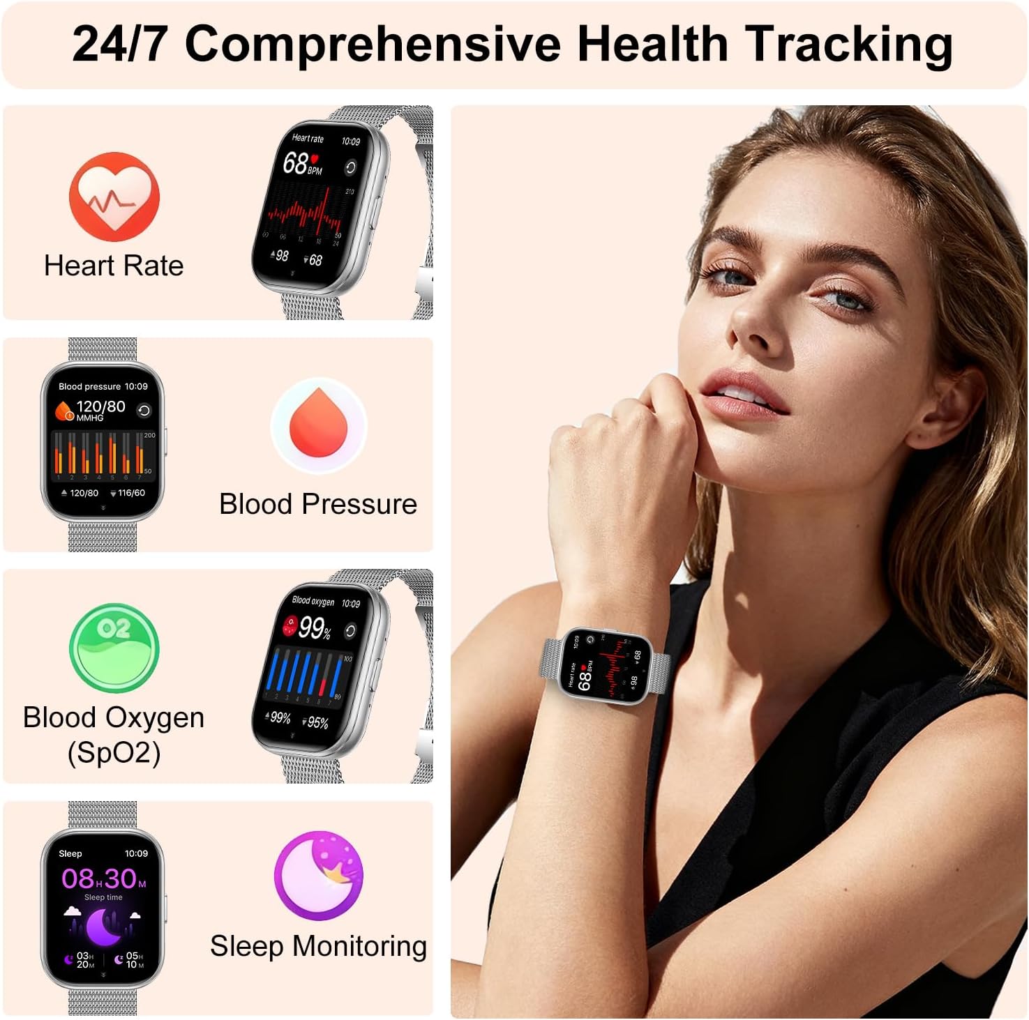Detalle 2 de niolina Smart Watch 1.75" HD fitness tracker