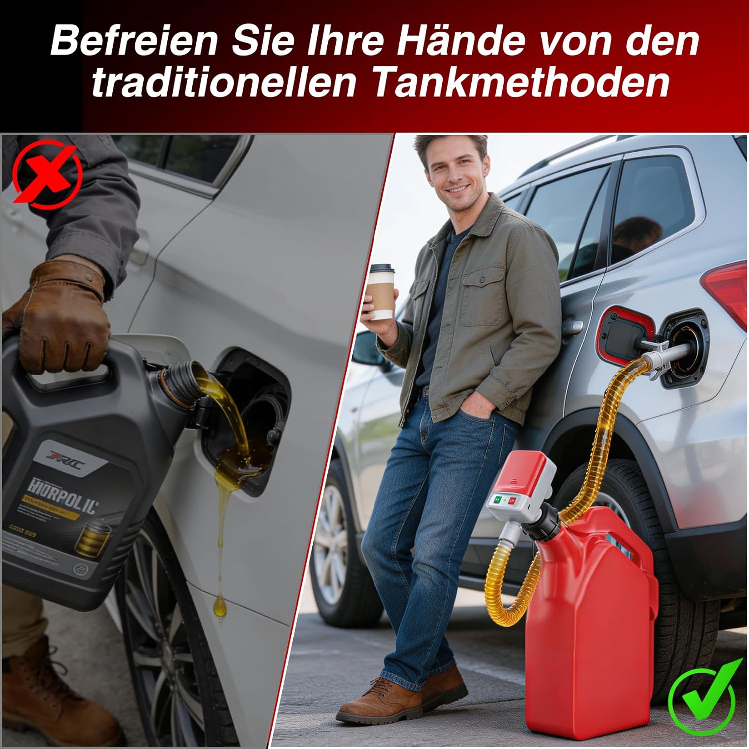 Thumbnail 3 de GZOKMOG Kraftstoffpumpe mit Auto-Stopp-Sensor – 10,6 L/min, USB oder 4 AA-Batterien, inkl. 4 Adapter