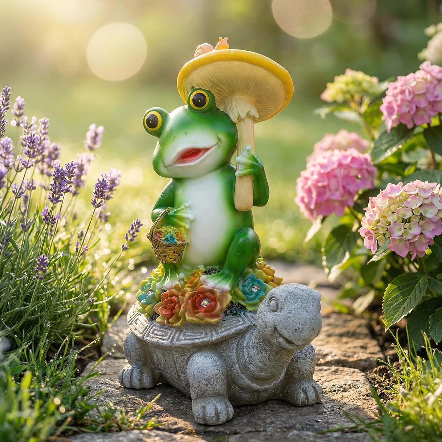2026 Unique Solar Turtle Garden Statue with LED Lights, Succulent Details & Waterproof Design