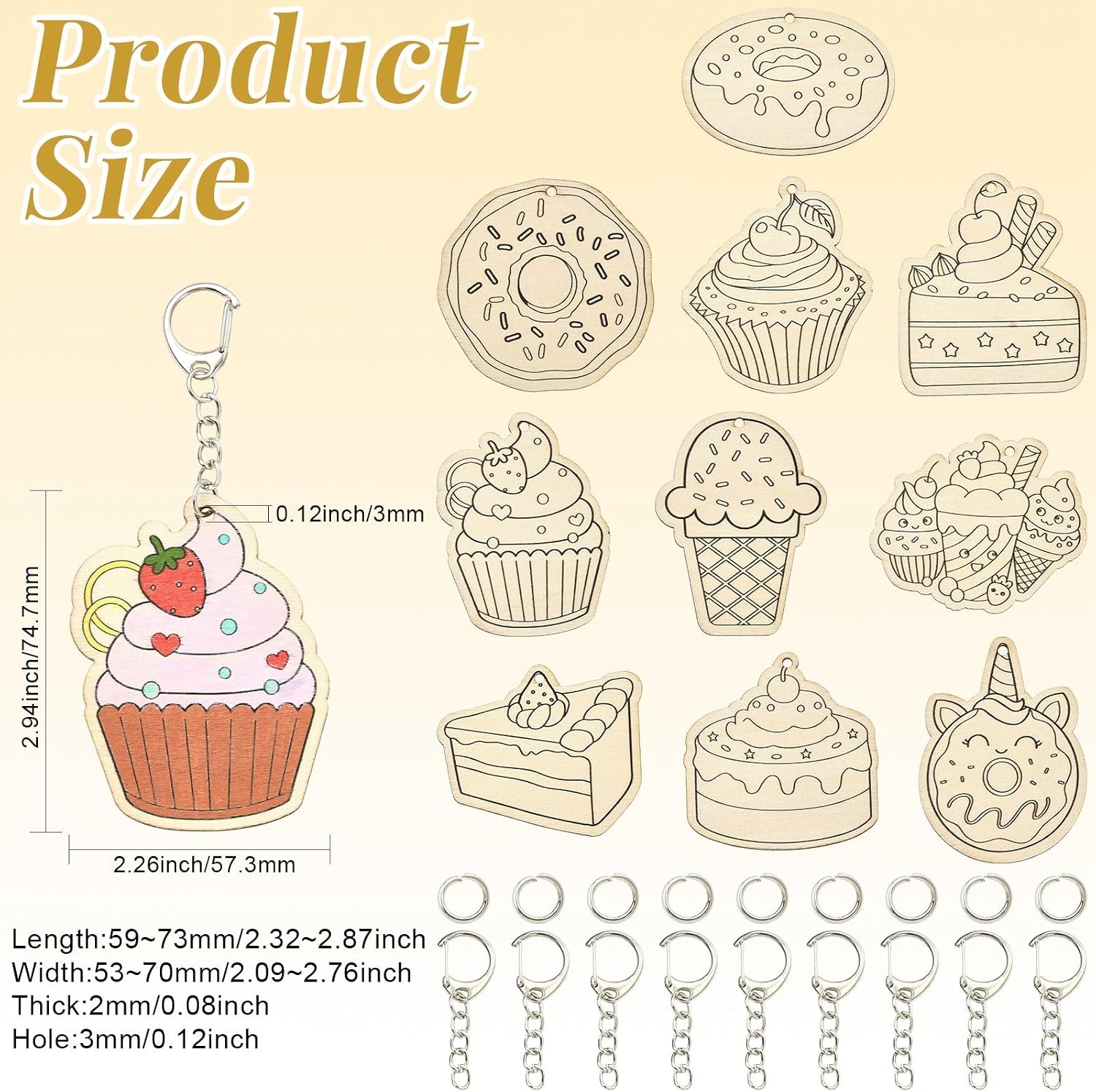 Detalle 2 de LiQunSweet Wooden Keychains, 36-Piece Set