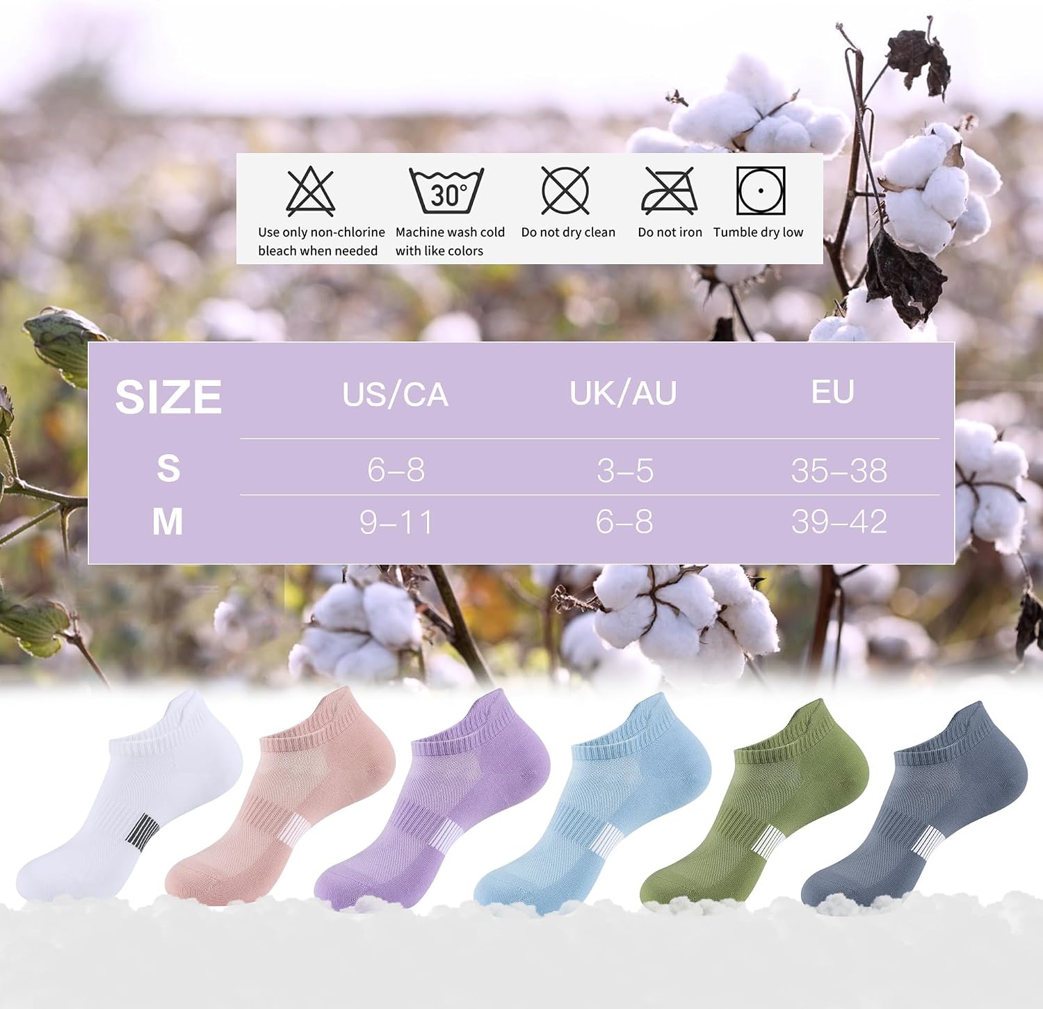 Thumbnail 6 de YOJOOM Women's Running Socks 5 Pairs – Cotton Ankle Trainers, Breathable Low Cut Seamless Socks
