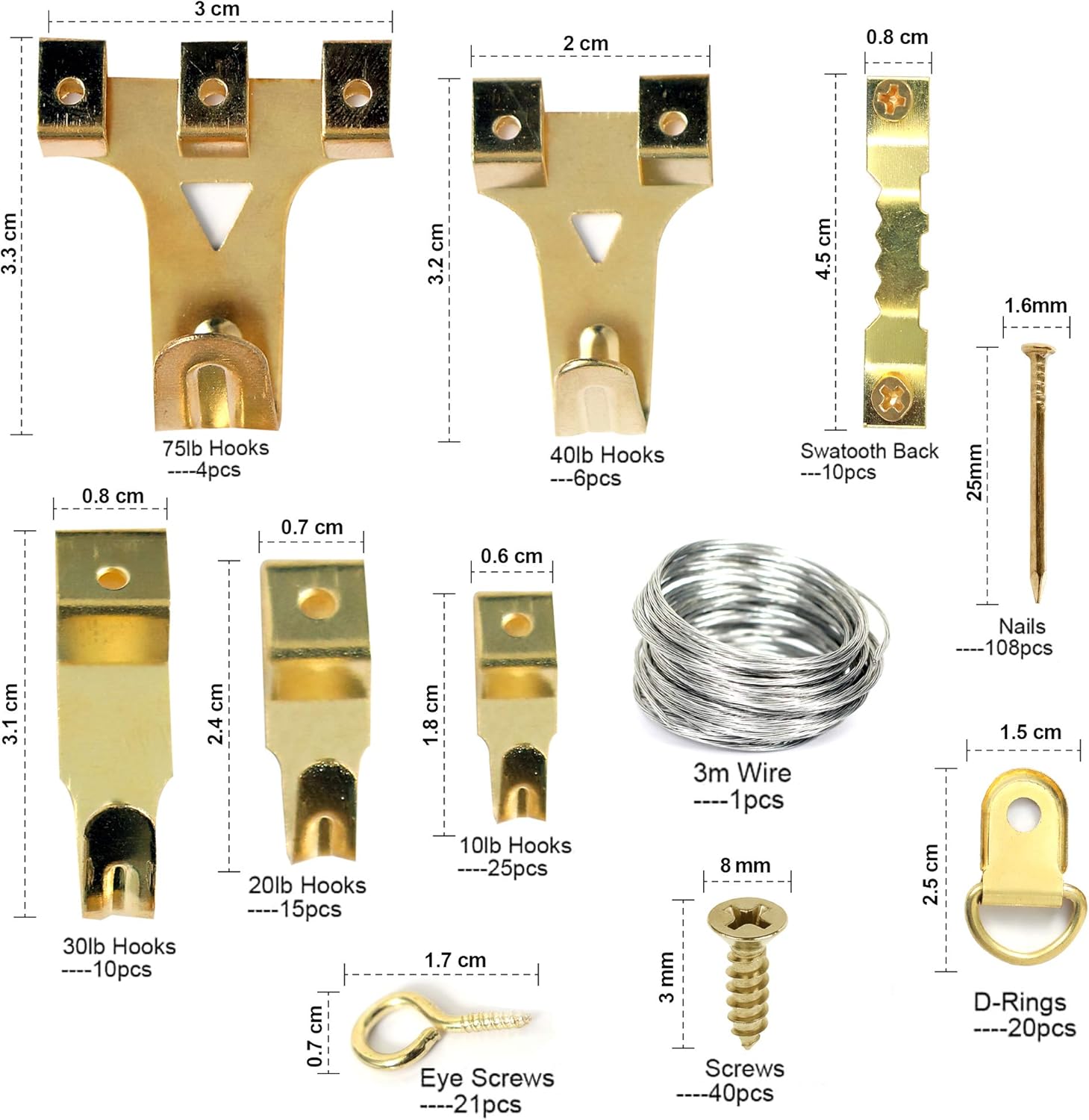 Thumbnail 1 de StayUnique1 Picture Hooks Heavy Duty 260‑pc Kit