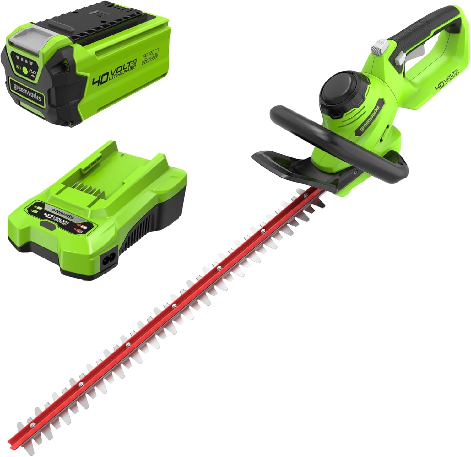 Greenworks G40HT61K2 Tagliasiepi a batteria con lama doppia da 61 cm, taglio fino a 27 mm