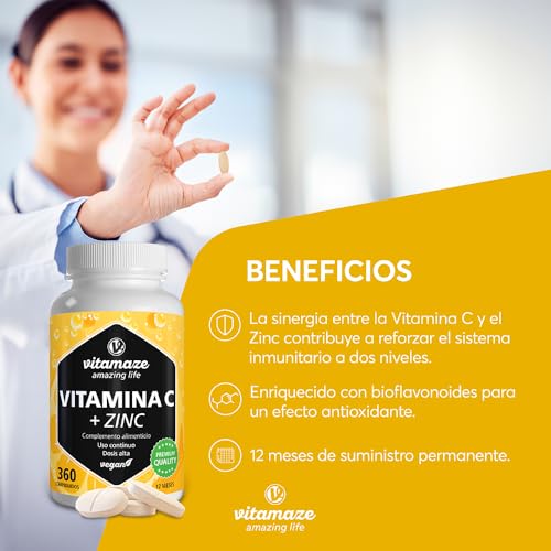 Detalle 2 de Vitamaze Vitamina C 1000 mg con Zinc y Bioflavonoides 🍊