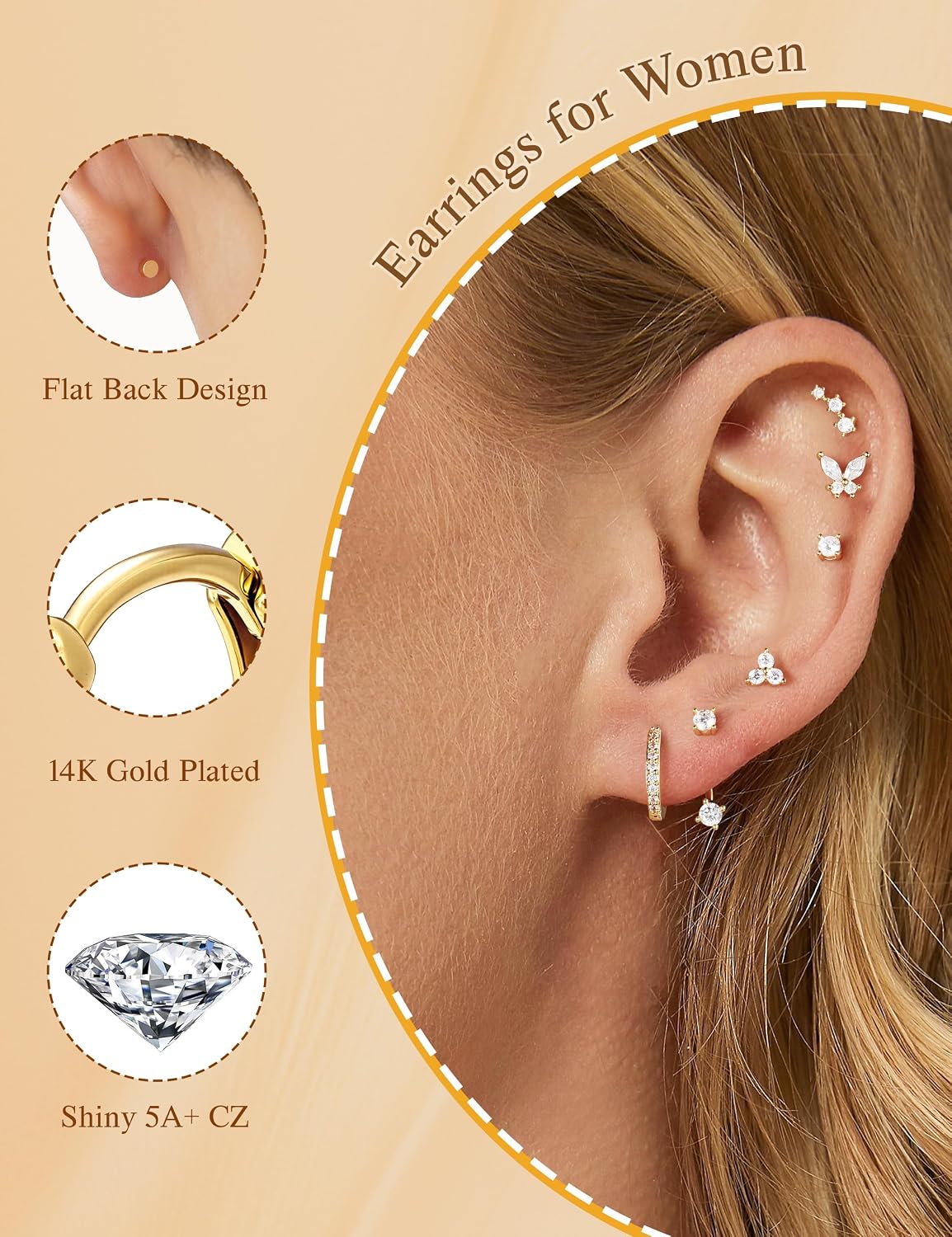 Detalle de TINGN Ohrstecker-Set 7 Paar für Damen