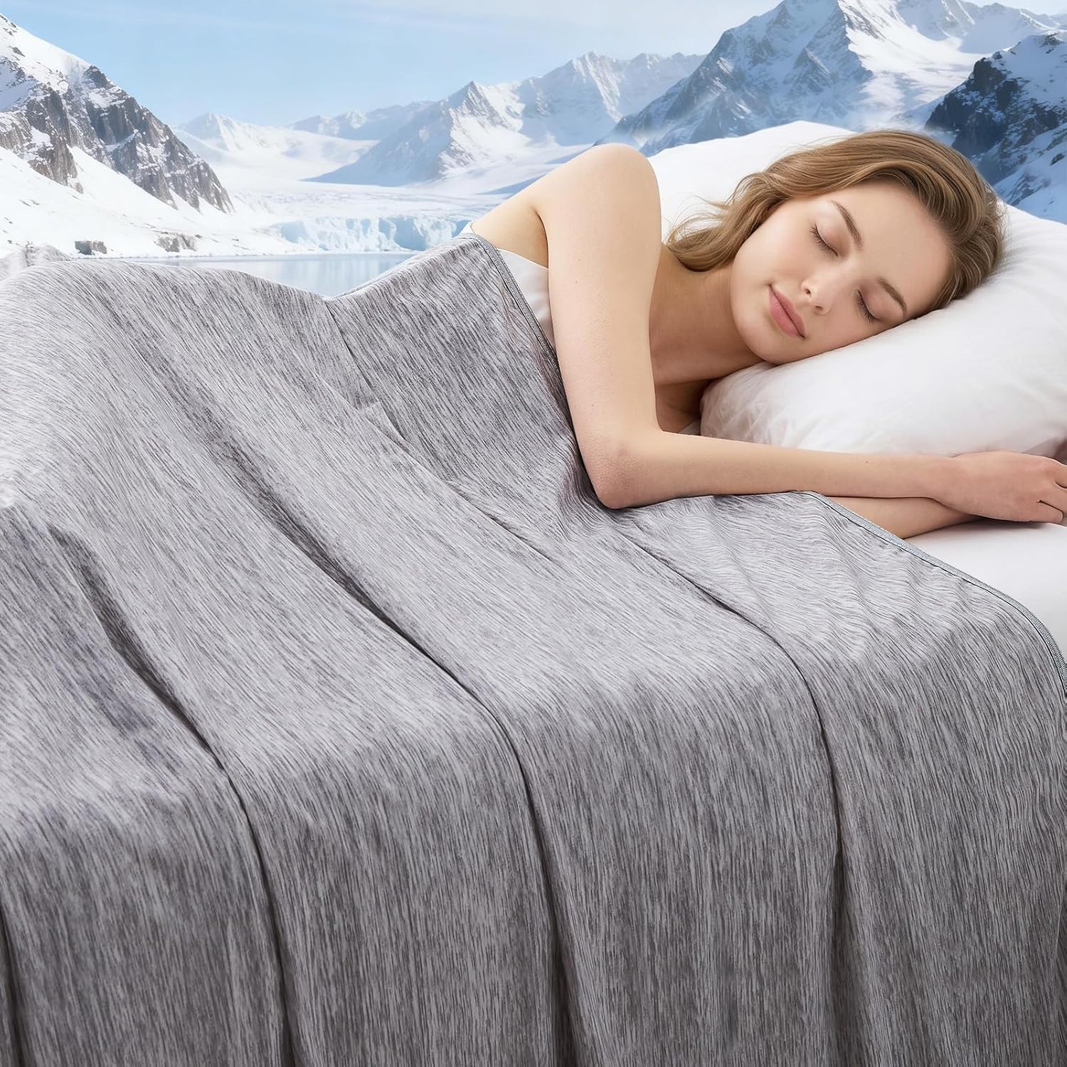 Detalle de Cooling Blanket Queen Size: Quiet, Remains Cool for Hot Sleepers (90x90 Inches) in Dark Gray