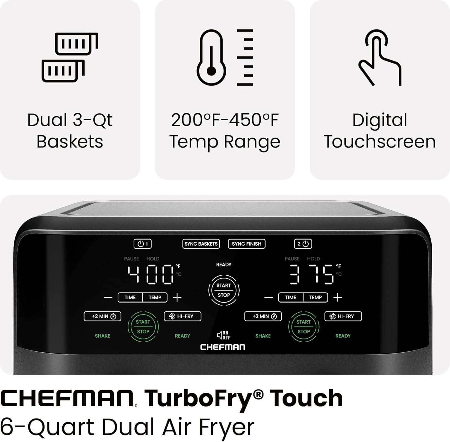 Thumbnail 3 de Chefman Dual Basket Air Fryer 6 Quart