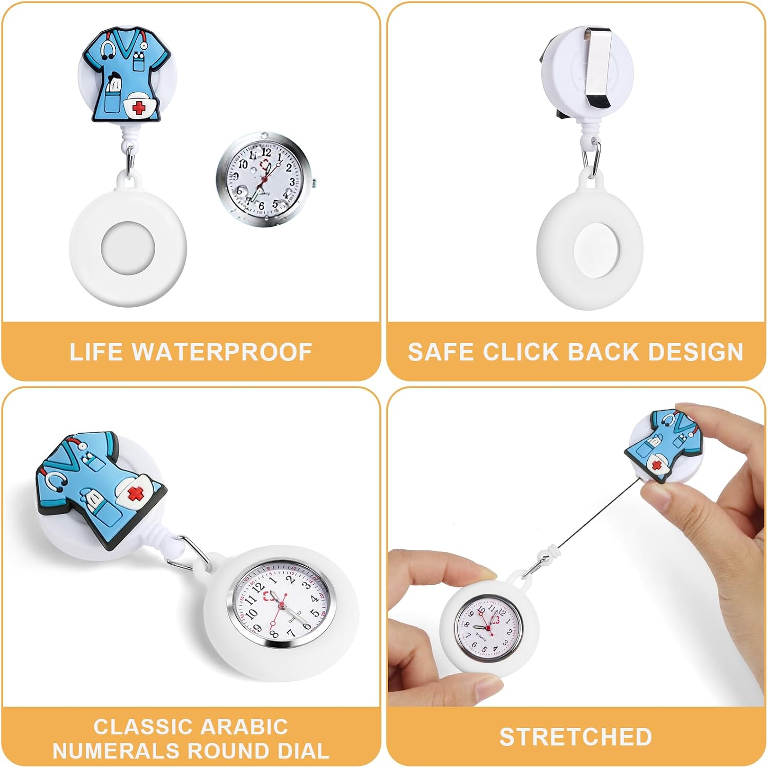 Thumbnail 2 de Vicloon Krankenschwester Armbanduhr Einziehbare Uhren mit Glow Pointer – 2er Set