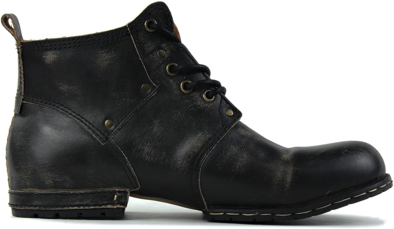 Detalle de OSSTONE Herren Leder Chukka-Stiefel Worker Biker Boots OS-6015-1-A-R