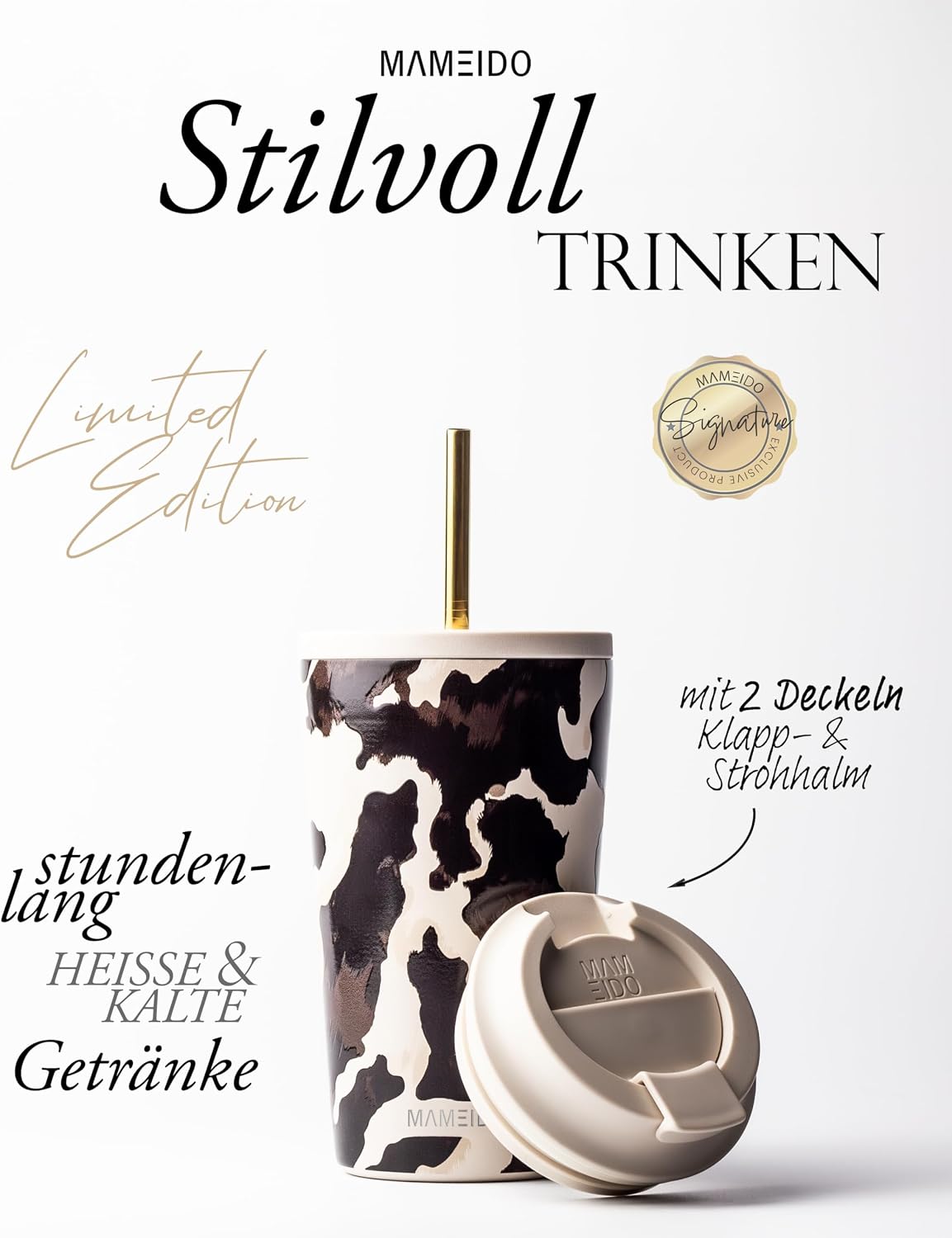 Detalle 2 de MAMEIDO Thermobecher 470 ml mit Strohhalm