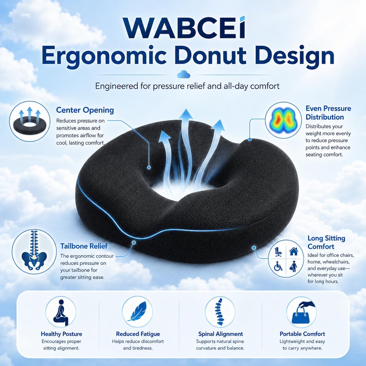 Thumbnail 4 de WABCEI Donut Pillow Seat Cushion for Hemorrhoids and Tailbone Pain Relief