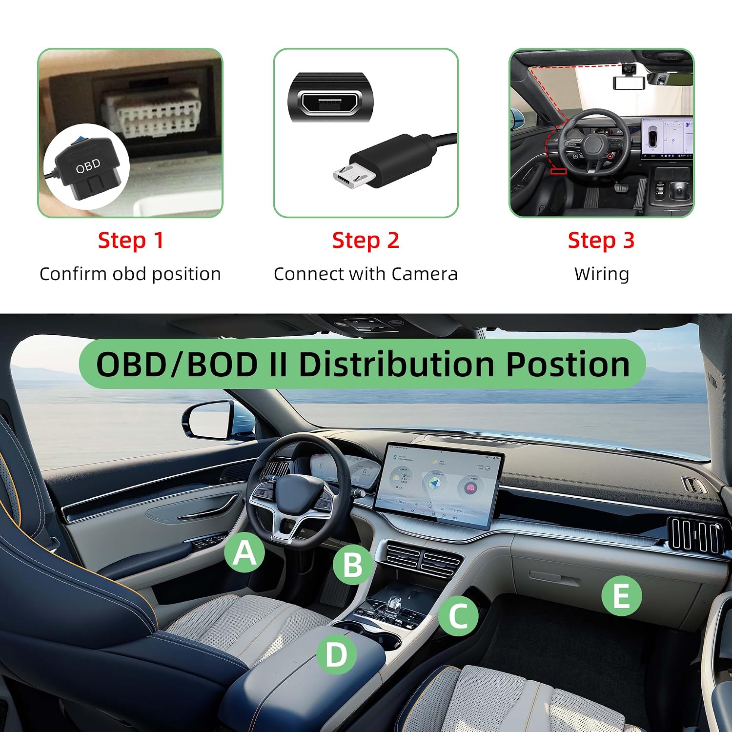 Thumbnail 5 de RIIEYOCA OBD to USB DashCam Cable
