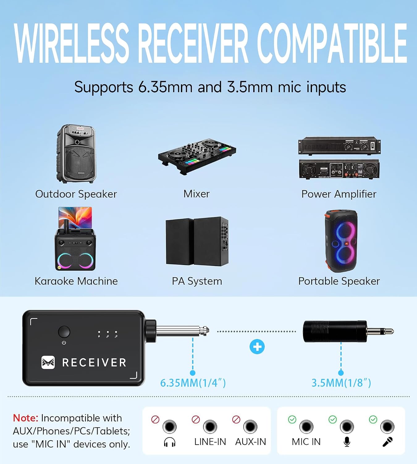 Detalle 1 de ECHOMUSSY YA-07 Dual Wireless Karaoke Microphones with RGB Lights