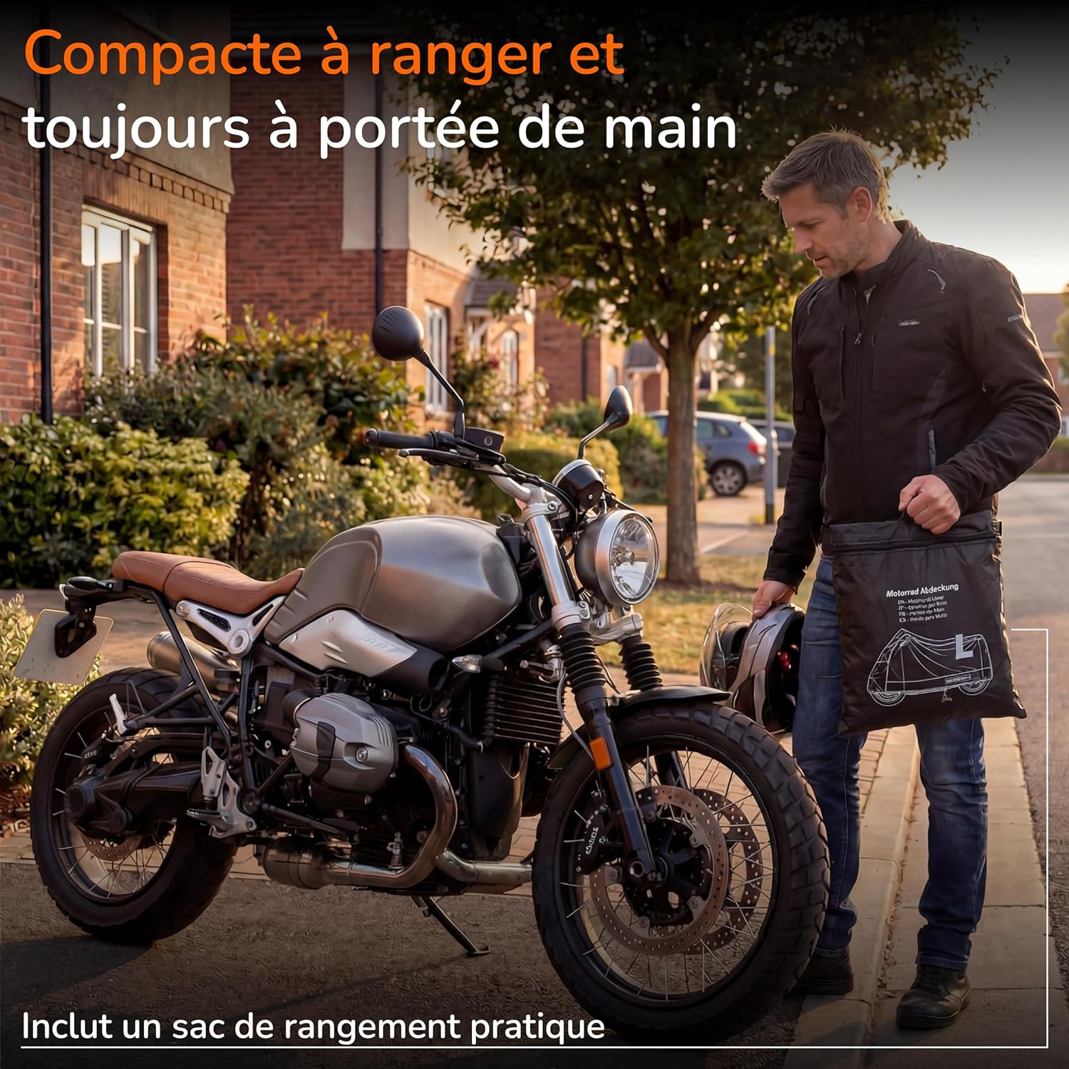 Thumbnail 6 de Upgrade4cars Housse Moto Extérieur 210D imperméable avec fermeture à cadenas (taille XL 275×105×125 cm)