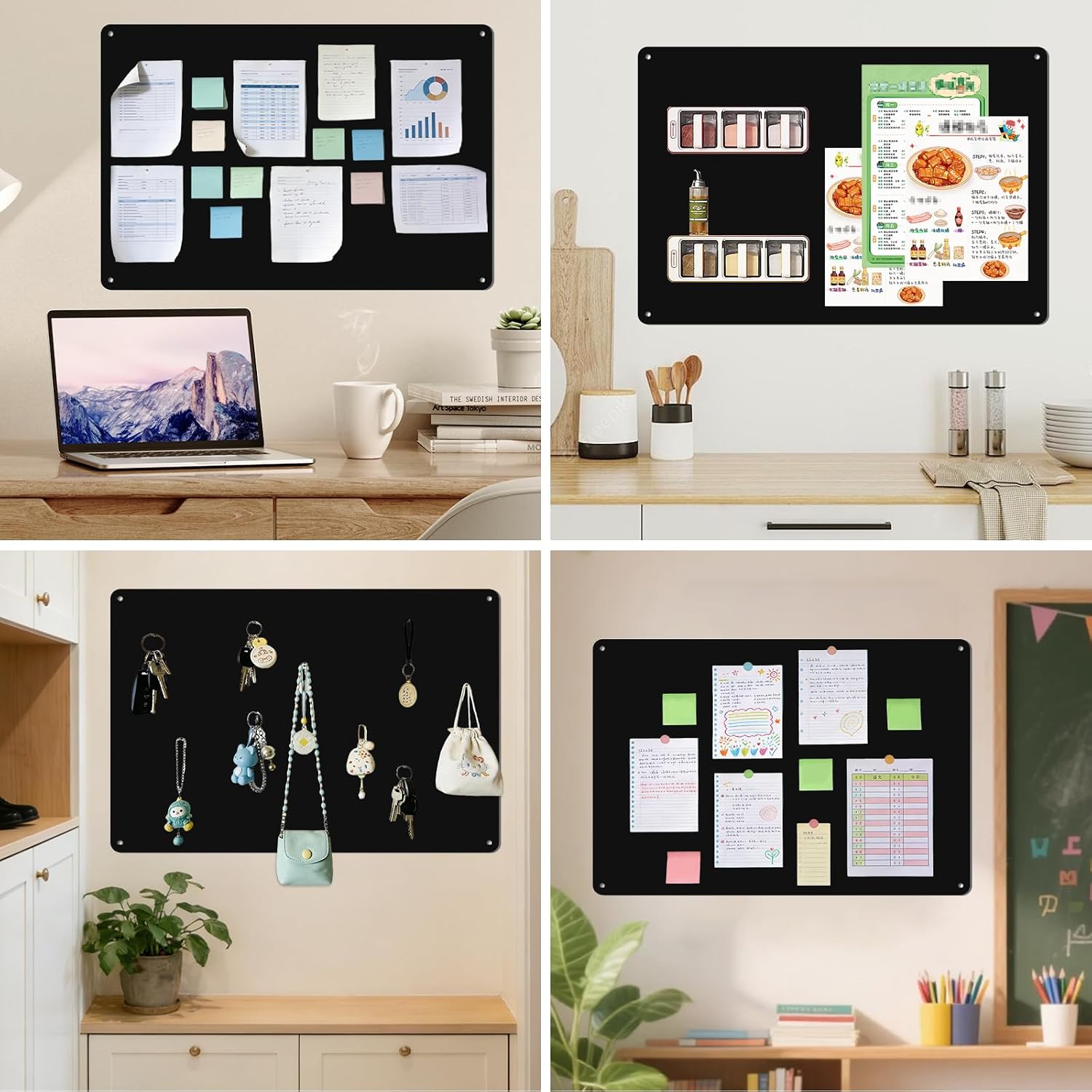 Thumbnail 6 de ALANGDUO Magnettafel Schwarz 40 x 59 cm – Große Magnetwand für Küche, Büro und Wohnzimmer