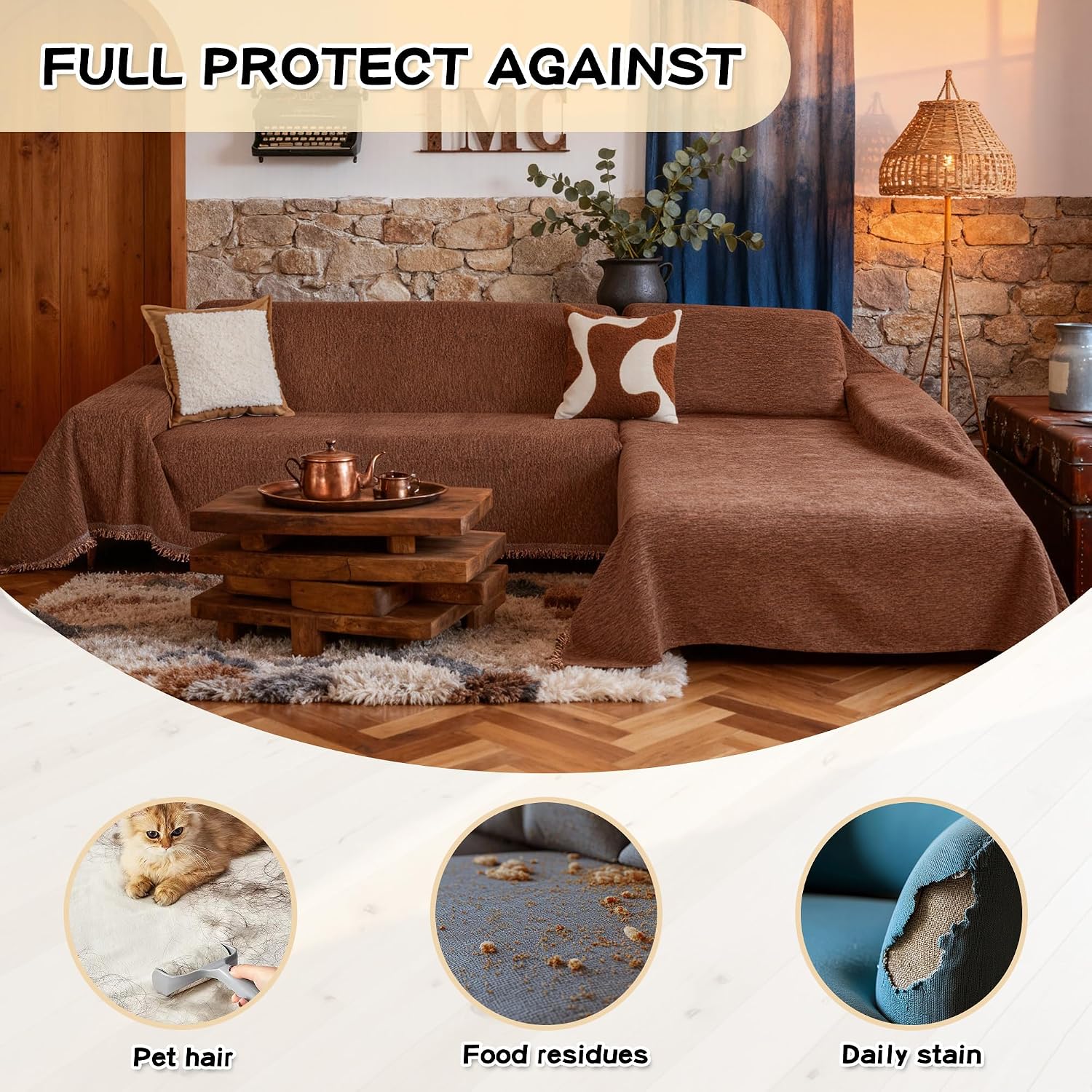 Detalle de MYSKY HOME Sectional Couch Cover, Chenille