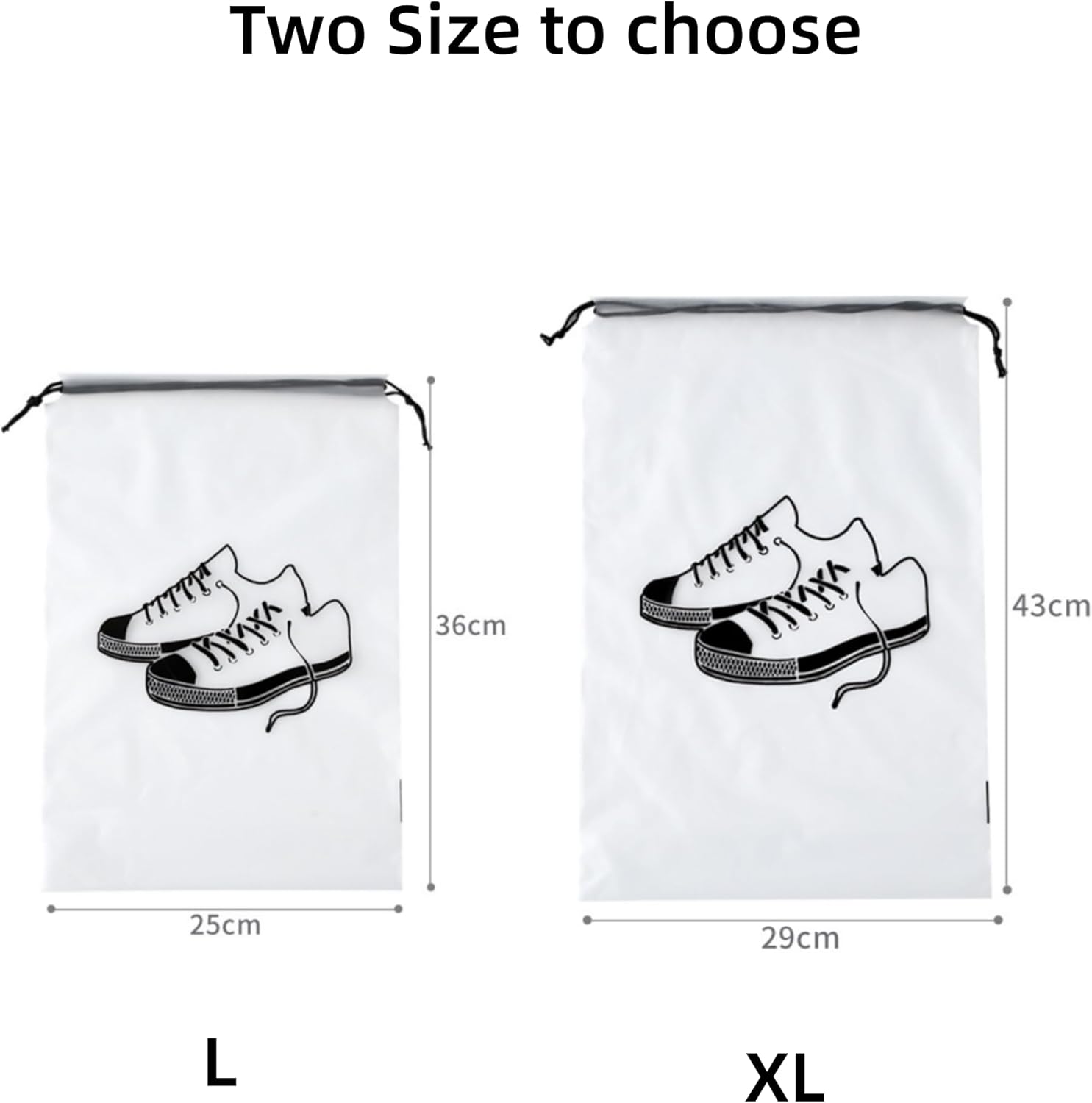 Detalle de Lammcou Sac à Chaussures Imperméable – Sacs transparents avec cordon (Grand et Moyen), Noir