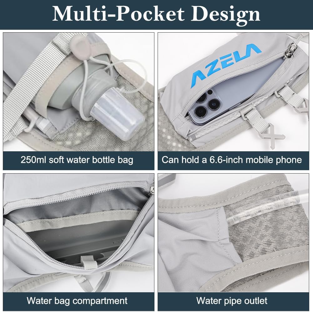 Detalle de HOTUT Zaino da Corsa, Gilet Idrico Unisex con Strisce Riflettenti e Tasche Multifunzionali