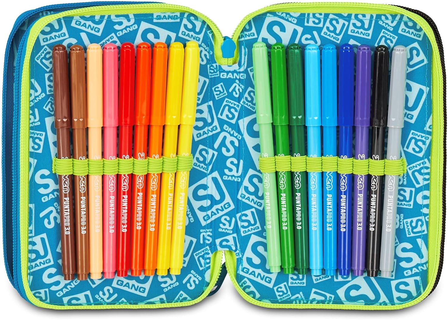 Thumbnail 3 de SJ Gang Style Jam Gang Trousse Scolaire 3 Zip LED Look Bleu — Triple Compartiment et contenu complet