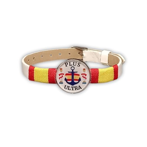Imagen de Feyma Pulsera de España "Plus Ultra", Estilo Náutico Correa Blanca Ajustable, Regalo Marinero en OfertitasTOP
