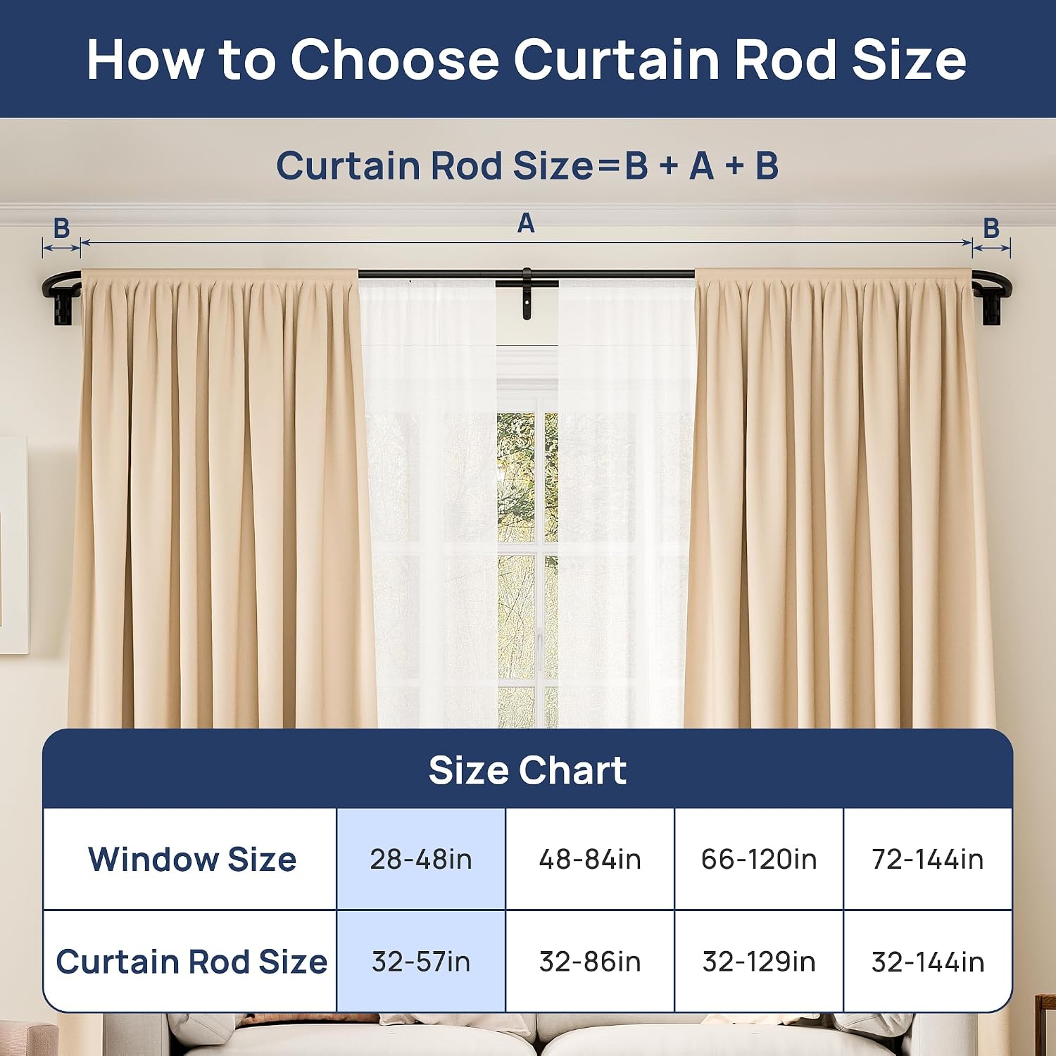 Thumbnail 6 de ENJOYBASICS CREB0037AMUS Double Curtain Rod, Adjustable 28–48 in, Black