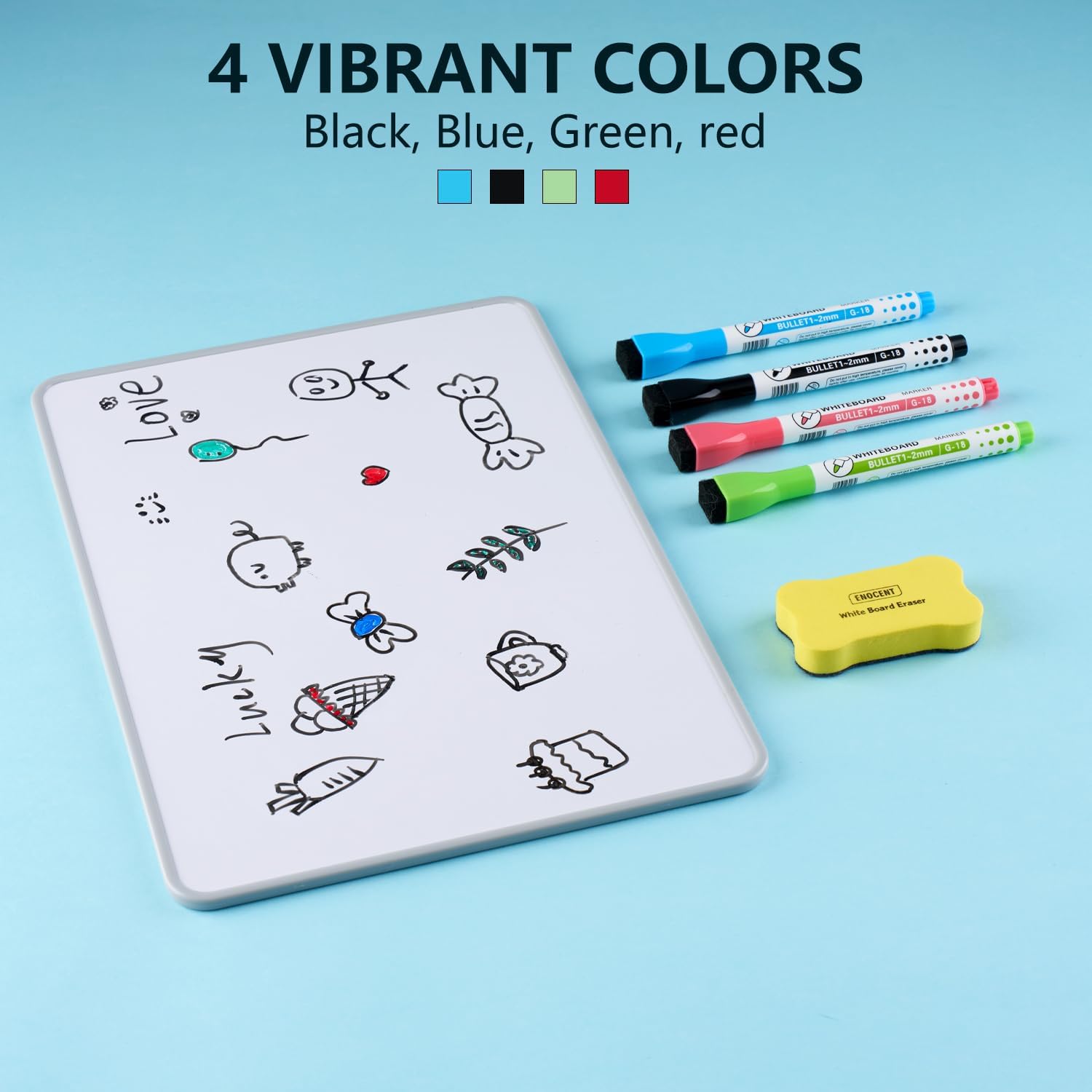 Detalle 2 de Small Whiteboard with Grey Edging – A4 Whiteboard Set with 4 Pens and Eraser