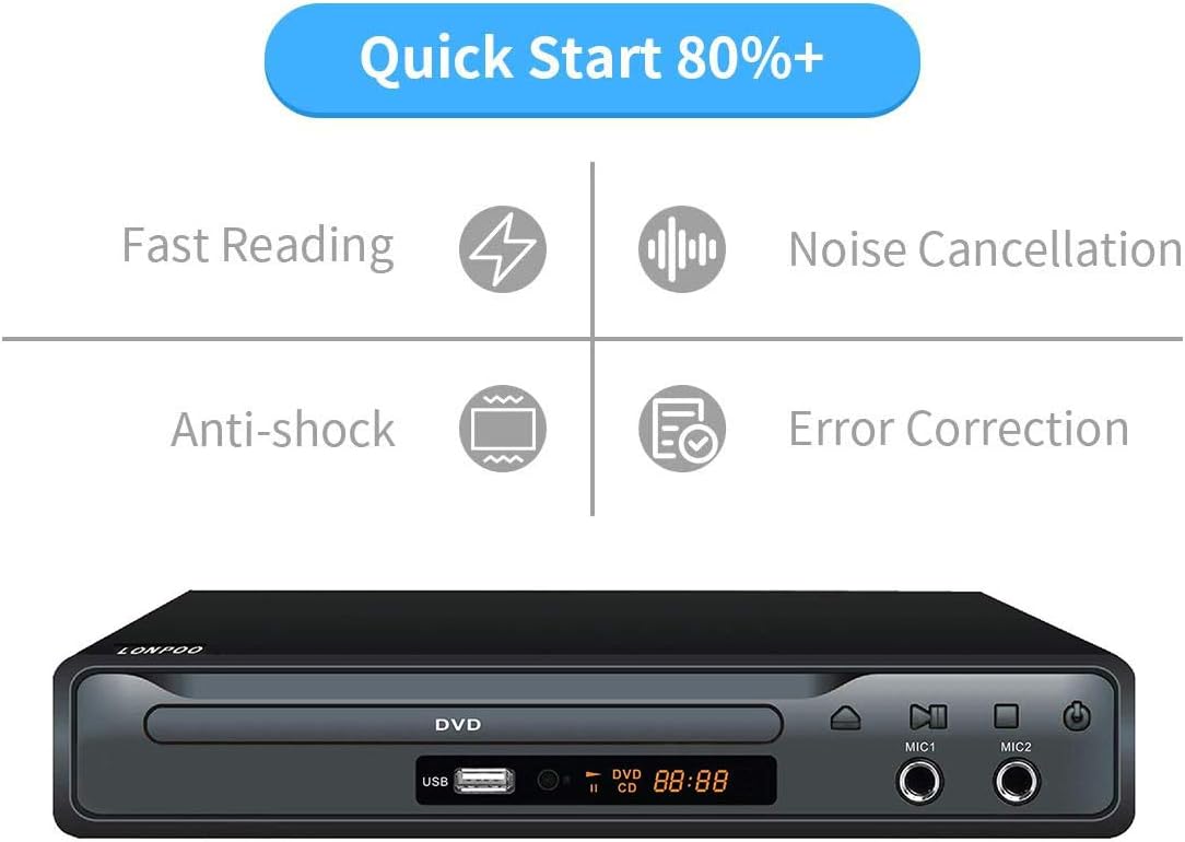 Detalle de Lettore DVD per TV LP-077 con uscita HDMI e SCART, ingresso USB e porta MIC (cavo HDMI/AV inclusi)