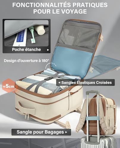 Thumbnail 4 de VANKEV Sac à Dos Voyage Cabine extensible – 40x30x20 cm (étendable 40x30x25 cm) pour Ryanair et compagnies européennes