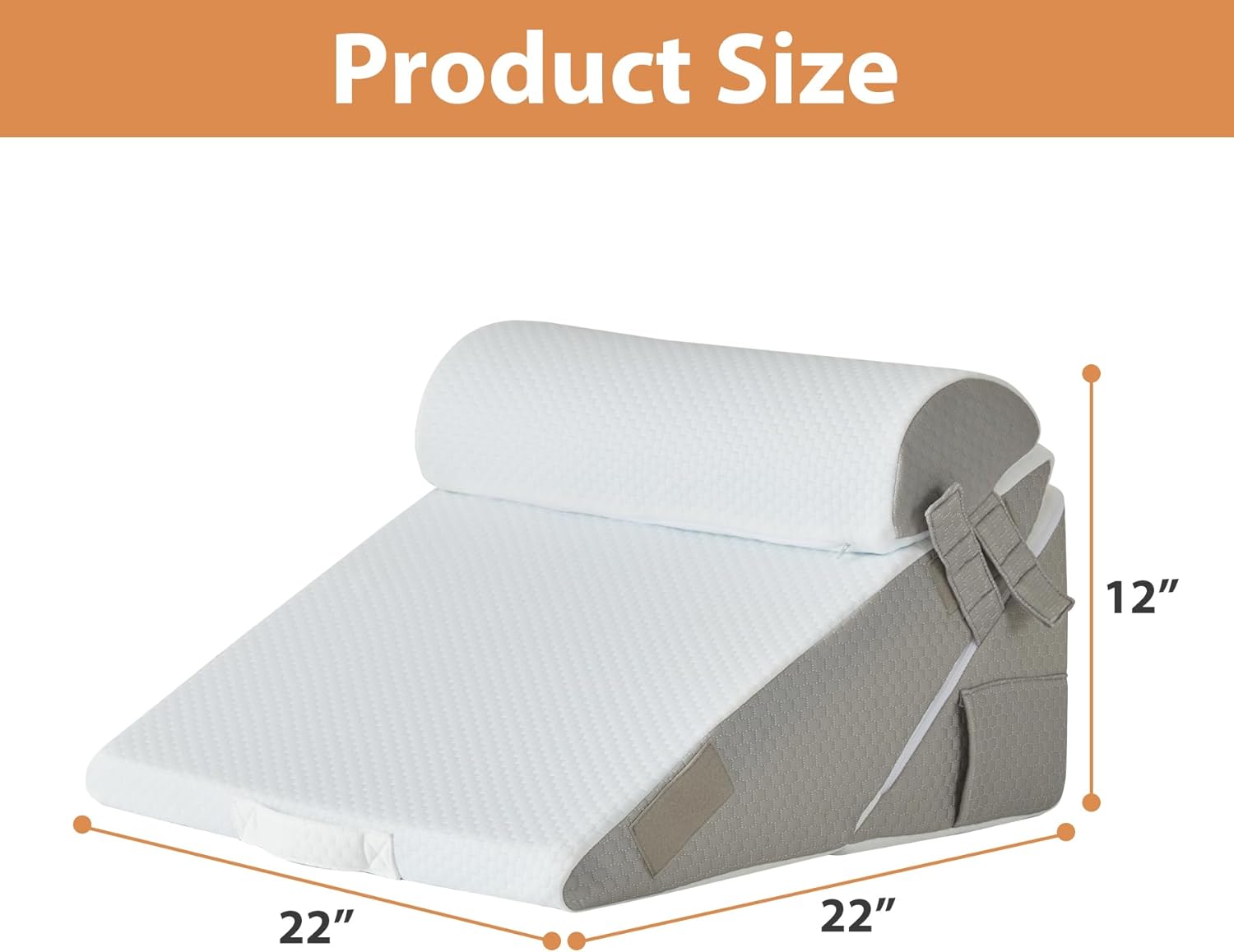 Detalle de BIEEZZK Wedge Pillow Set for After Surgery — Adjustable Memory Foam Bed Wedge for Neck, Back, and Acid Reflux