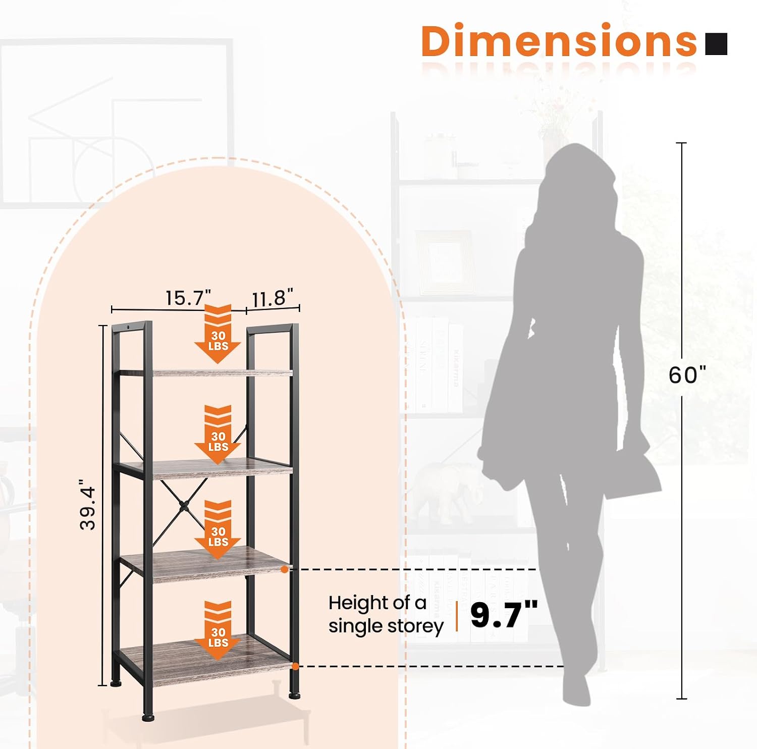 Detalle de Sweetcrispy Bookshelf, 4-Tier