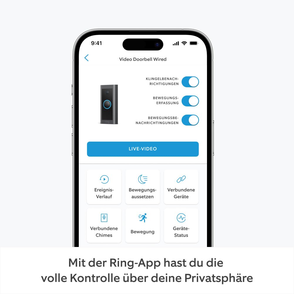 Detalle de Ring Videotürklingel Wired mit Netzteil – 1080p HD, Nachtsicht und Alexa-Funktion